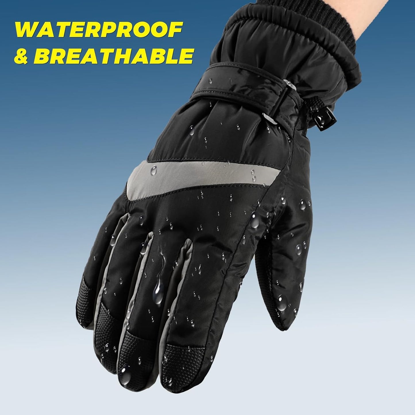 Winter Ski Gloves, Windproof Glove for Men & Women, Touchscreen Snow Gloves for Cold Weather, Thermal Warm Glove