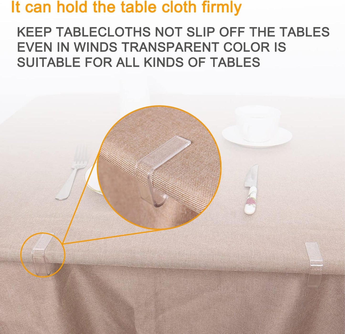 48 Pieces Transparent Clear Tablecloth Clips, Plastic Table Cloth Clips，Windproof Table Cover Holder Clamps，Table Cloth Holder for Christmas Home Wedding Party Indoor Outdoor Camping Picnic (Large)
