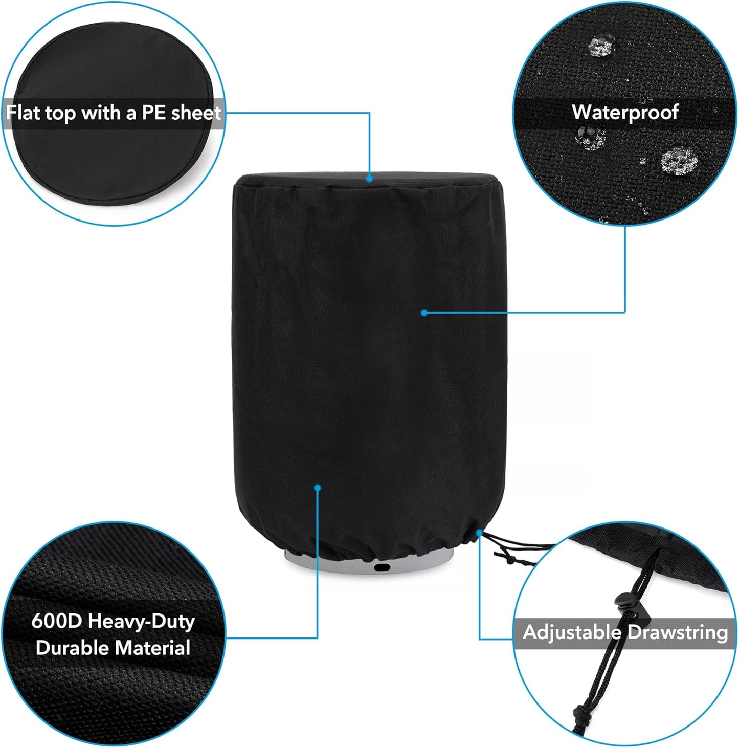 Propane Tank Cover with Side Stable Tabletop Feature for Standard 20lb Tank Cylinder, Waterproof and UV Resistant Gas Cylinder Cover