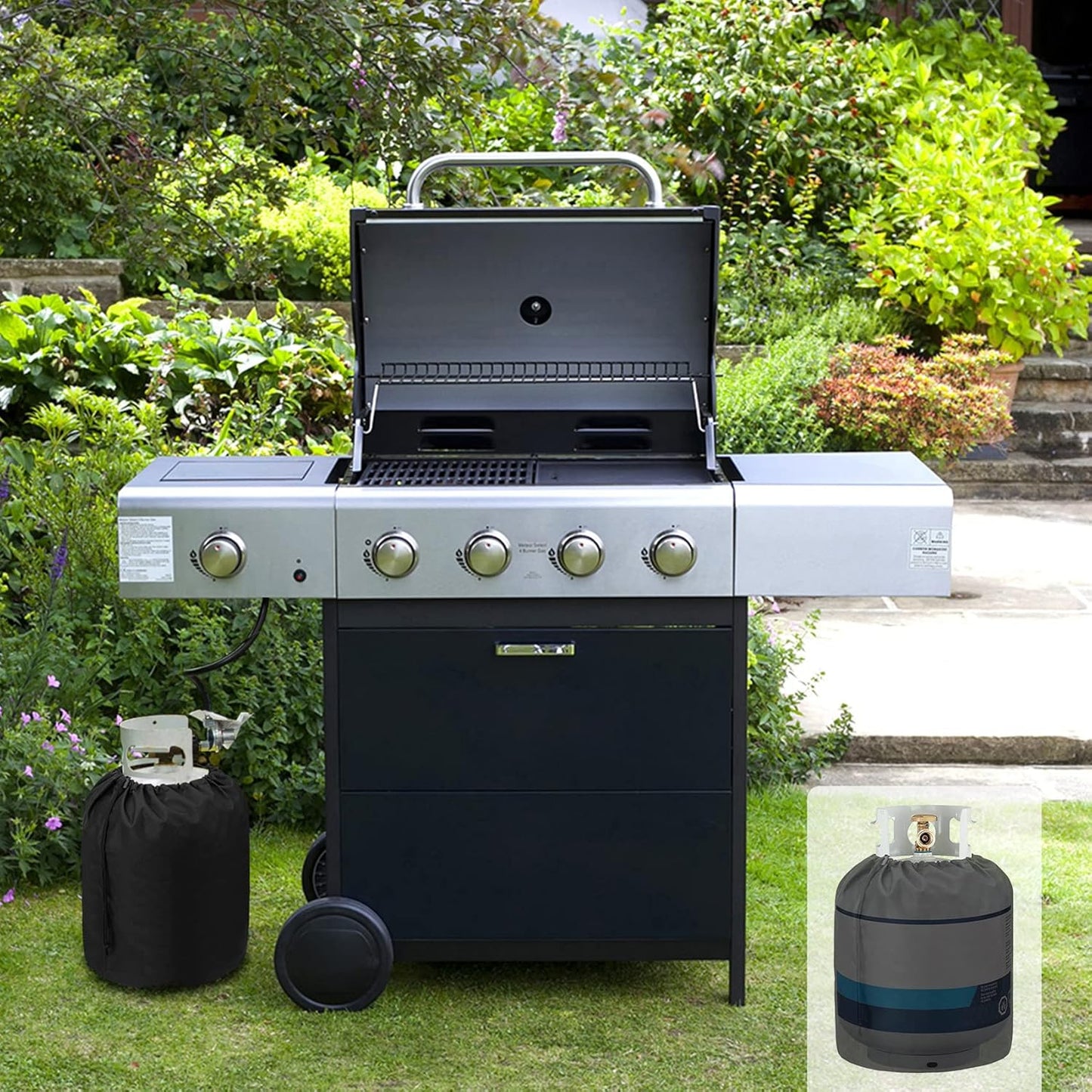 Propane Tank Cover with Side Stable Tabletop Feature for Standard 20lb Tank Cylinder, Waterproof and UV Resistant Gas Cylinder Cover