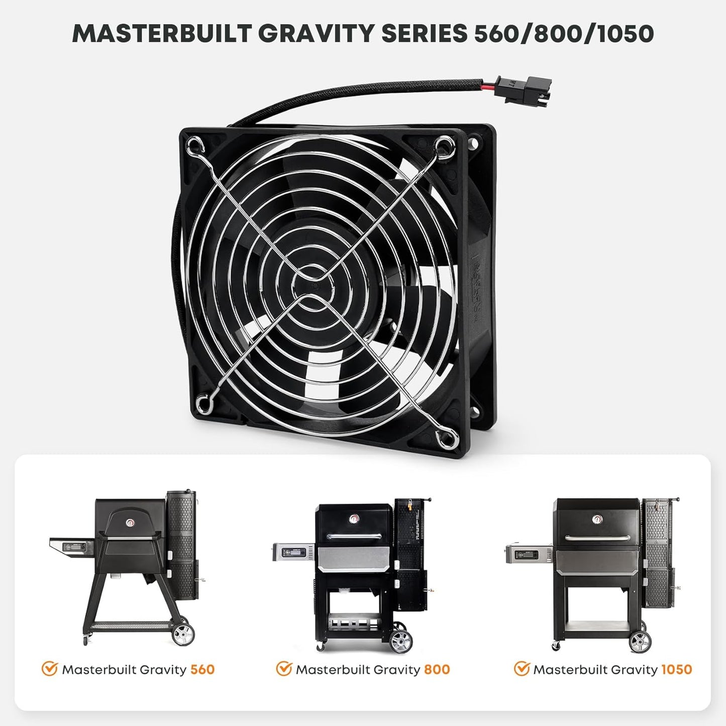 Fan Kit Compatible with Masterbuilt Gravity Series 560/800/1050 Digital Charcoal Grill & Smoker, Replacement Part for 9904190040