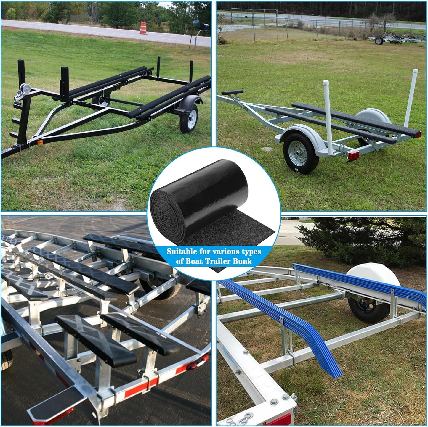 Boat Trailer Bunk Carpet - Marine Trailer Bunk Carpet - Trailer Boat Bunk Padding for Outdoor Boat Trailer Jet Ski Ramp Garage Dock