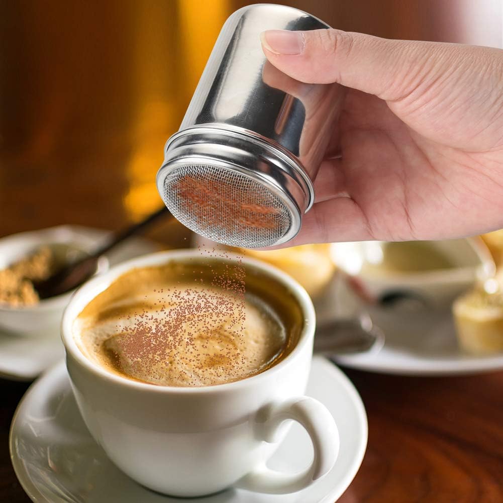 2pcs Powder Sugar Shakers+ 2pcs Salt and Pepper Shakers with Handle,Shakers For Cinnamon Sugar Pepper Powder Cocoa Flour Salt