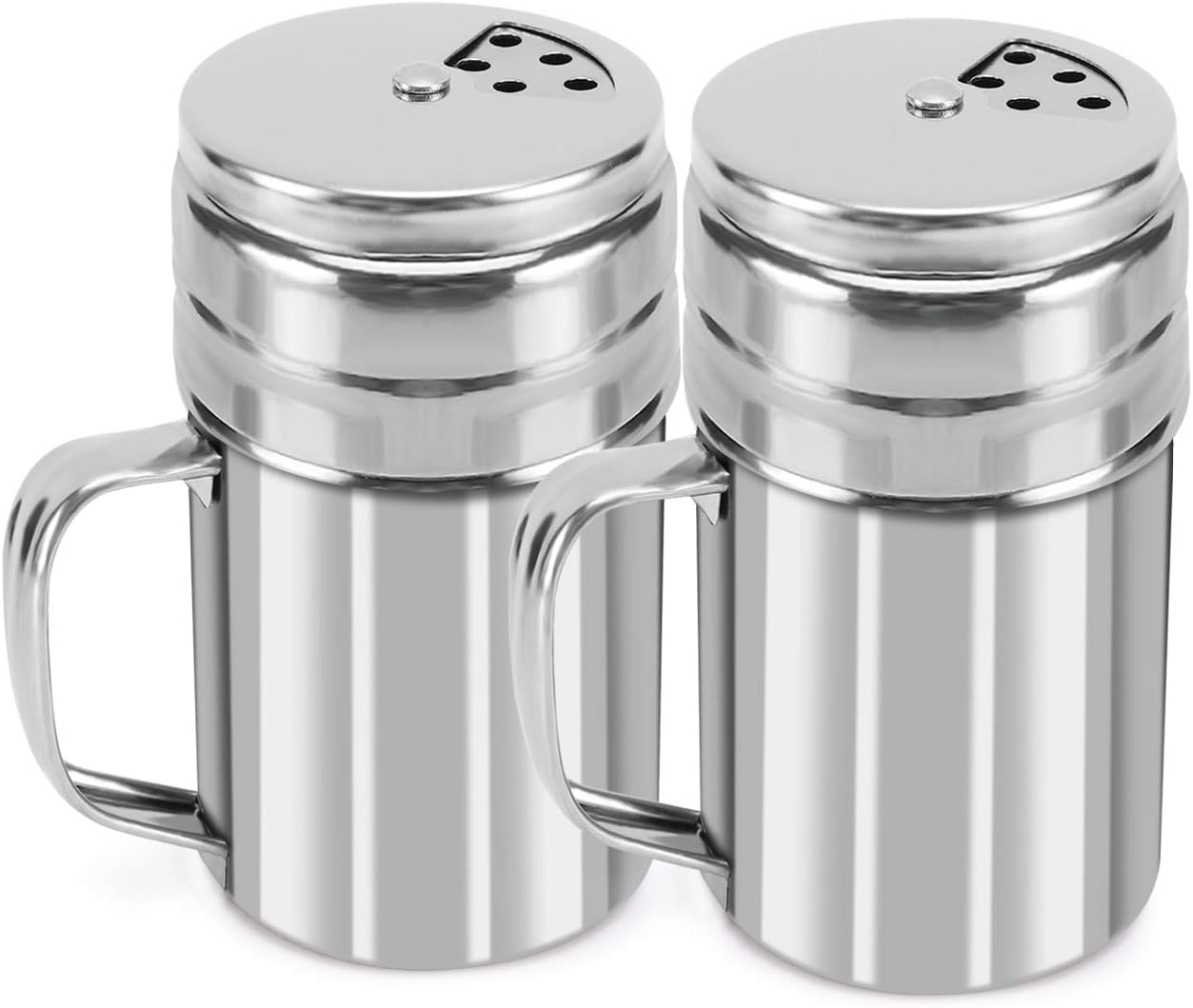 2pcs Powder Sugar Shakers+ 2pcs Salt and Pepper Shakers with Handle,Shakers For Cinnamon Sugar Pepper Powder Cocoa Flour Salt