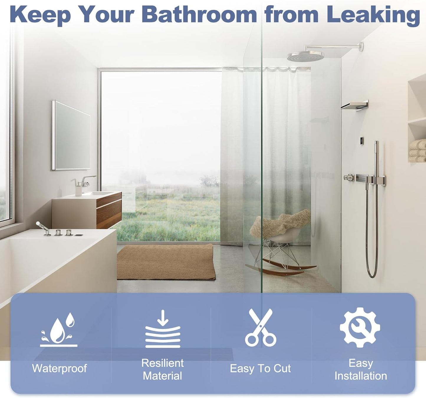 Frameless Shower Door Seal Set for 1/4 Inch Glass Doors - 2-Pack Bottom Seal and 2-Pack Side – Stop Shower Leaks and Create a Water Barrier (1/4” x 39”)