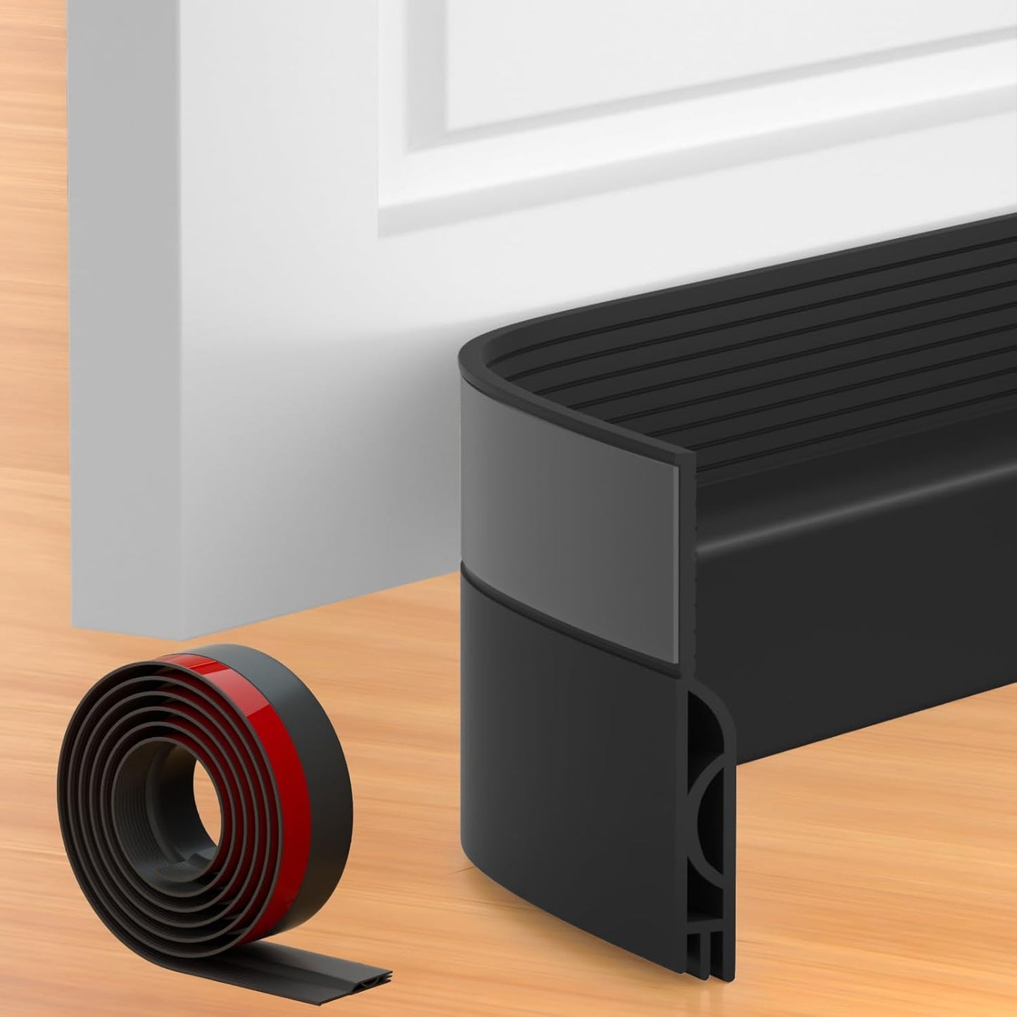 39 Inch Door Draft Stopper 2 Pack Black & Gray
