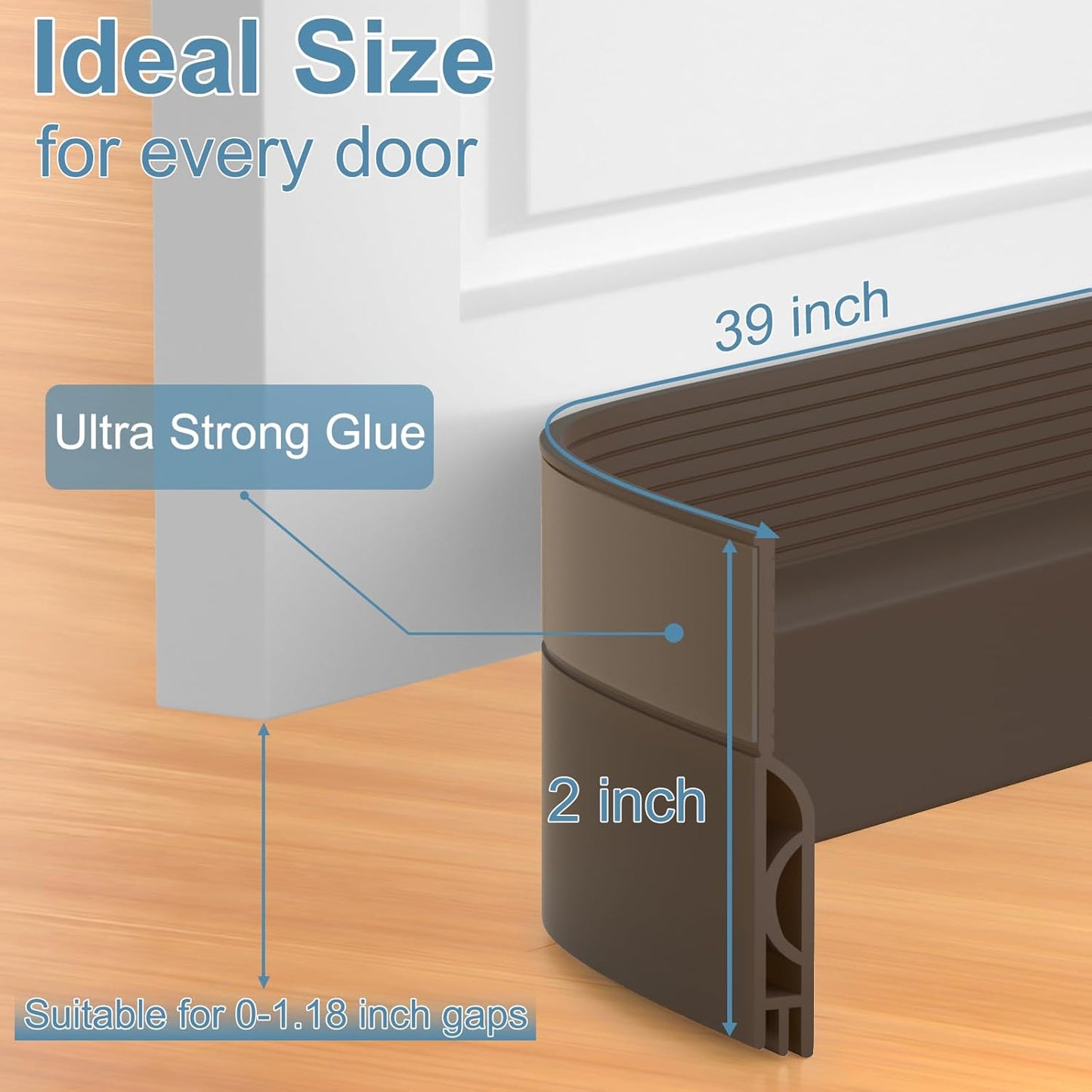39 Inch Door Draft Stopper 2 Pack Black & Brown