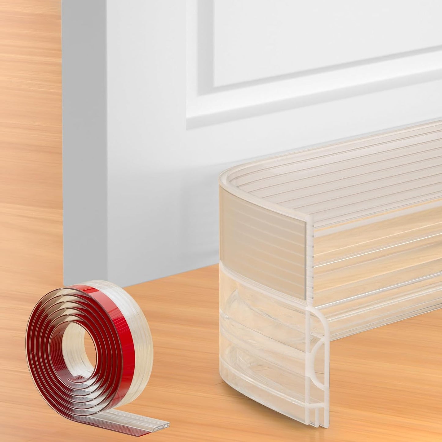 39 Inch Door Draft Stopper 2 Pack White & Transparent
