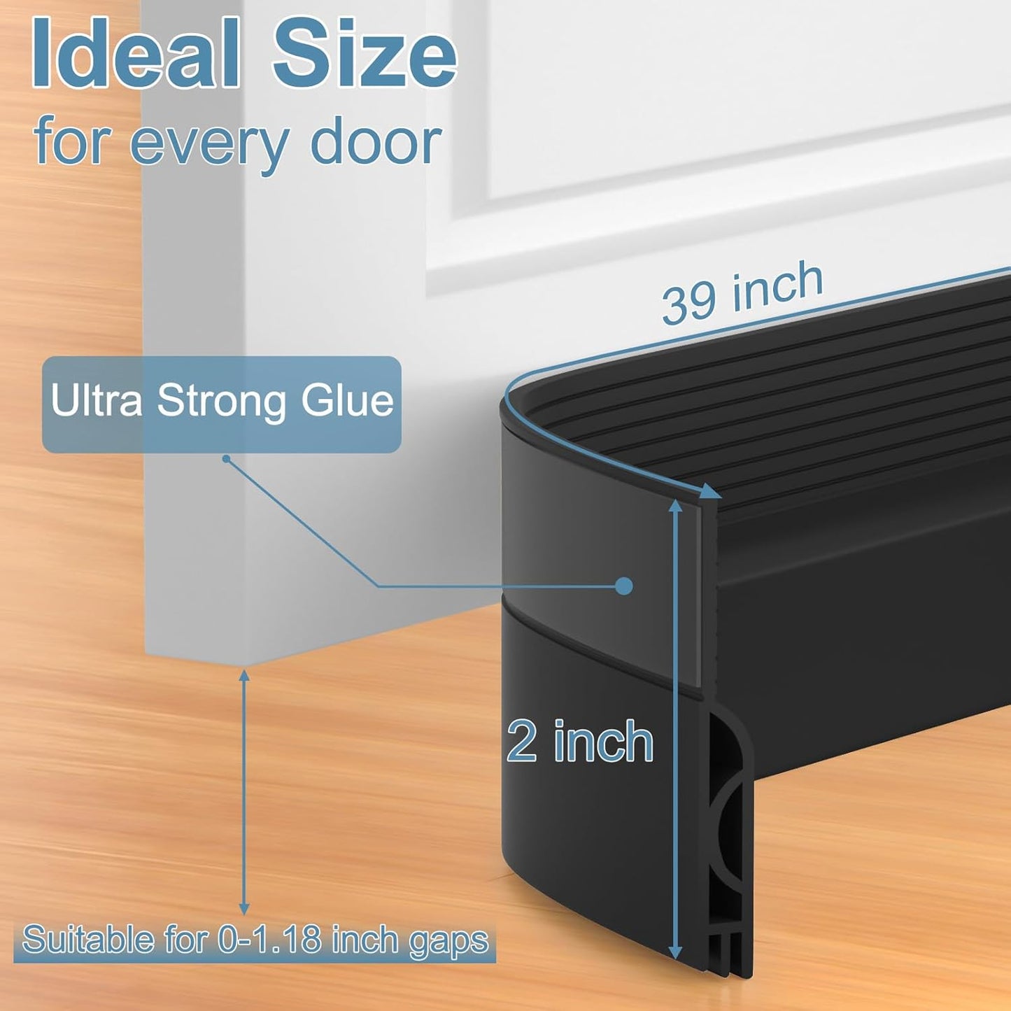 39 Inch Door Draft Stopper 2 Pack White & Black