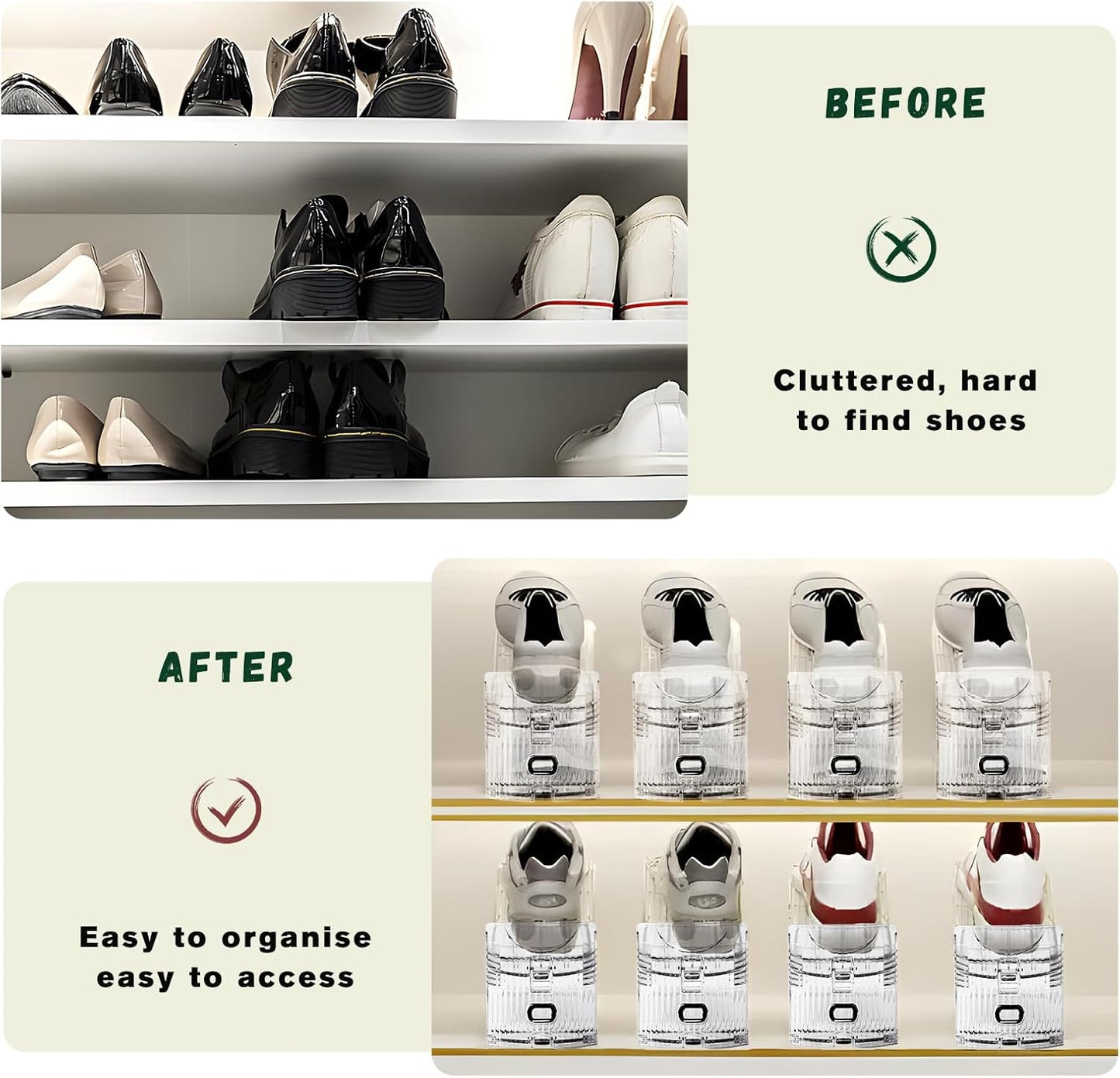 Shoe Slots Organizer for Closet,12PACK Shoe Stacker Shoe Rack Organizer for Closet Space Saver Storage Shoe Holder Organization(Transparent)