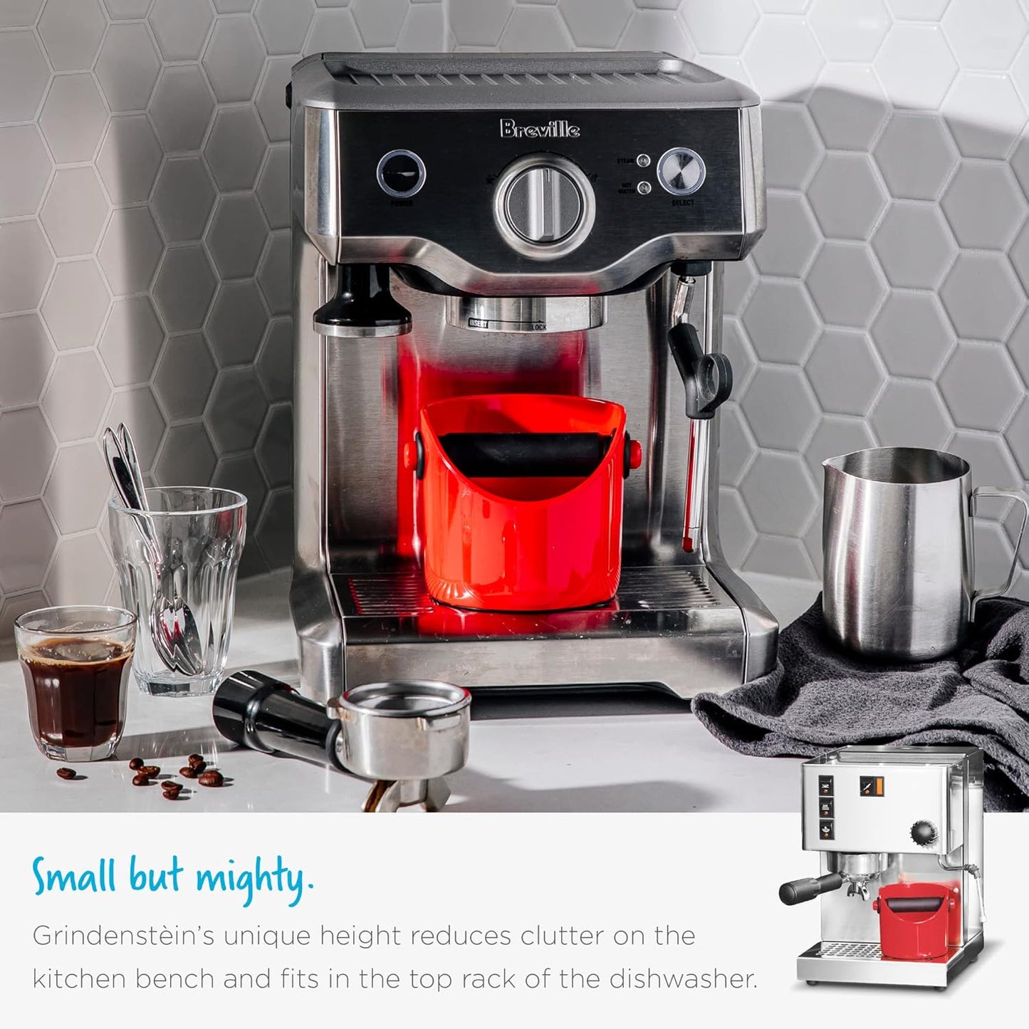 Grindenstèin Sturdy, Compact, Modern Space-Saving Espresso Coffee Grind Knock Box - Black
