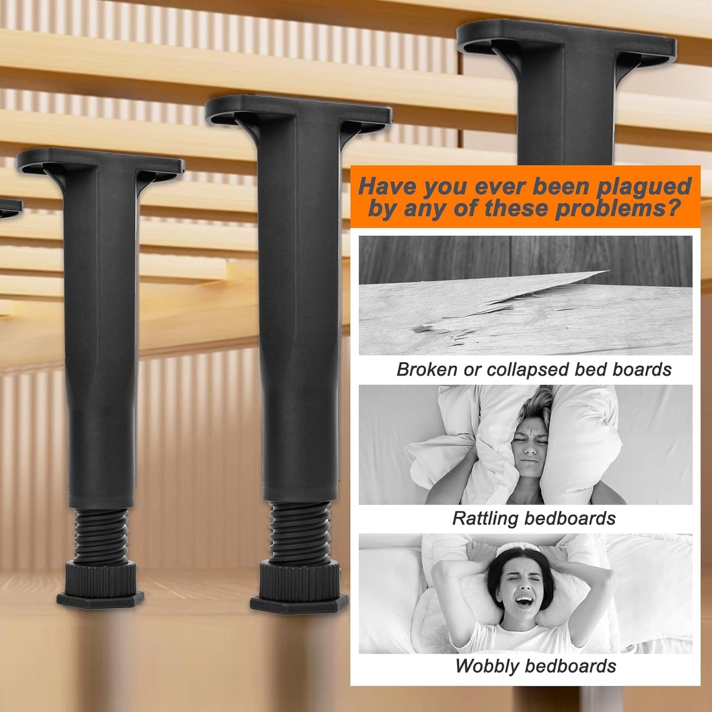6PCS Bed Frame Support Legs Adjustable (7.75"-13.5") - Heavy Duty for Maximum Stability in Dresser, Table, Chair, Sofa, and Cabinet Furniture