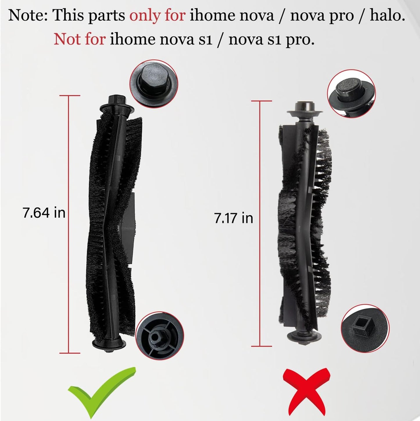 11Pcs iHRV6-BLK Replacement Parts for iHome AutoVac Nova Self Empty Robot Vacuum Cleaner Spare Accessories, 1 Main Roller Brush,4 Side Brushes, 2 Hepa Filters, 2 Dust Bags, 2 Mop Pads