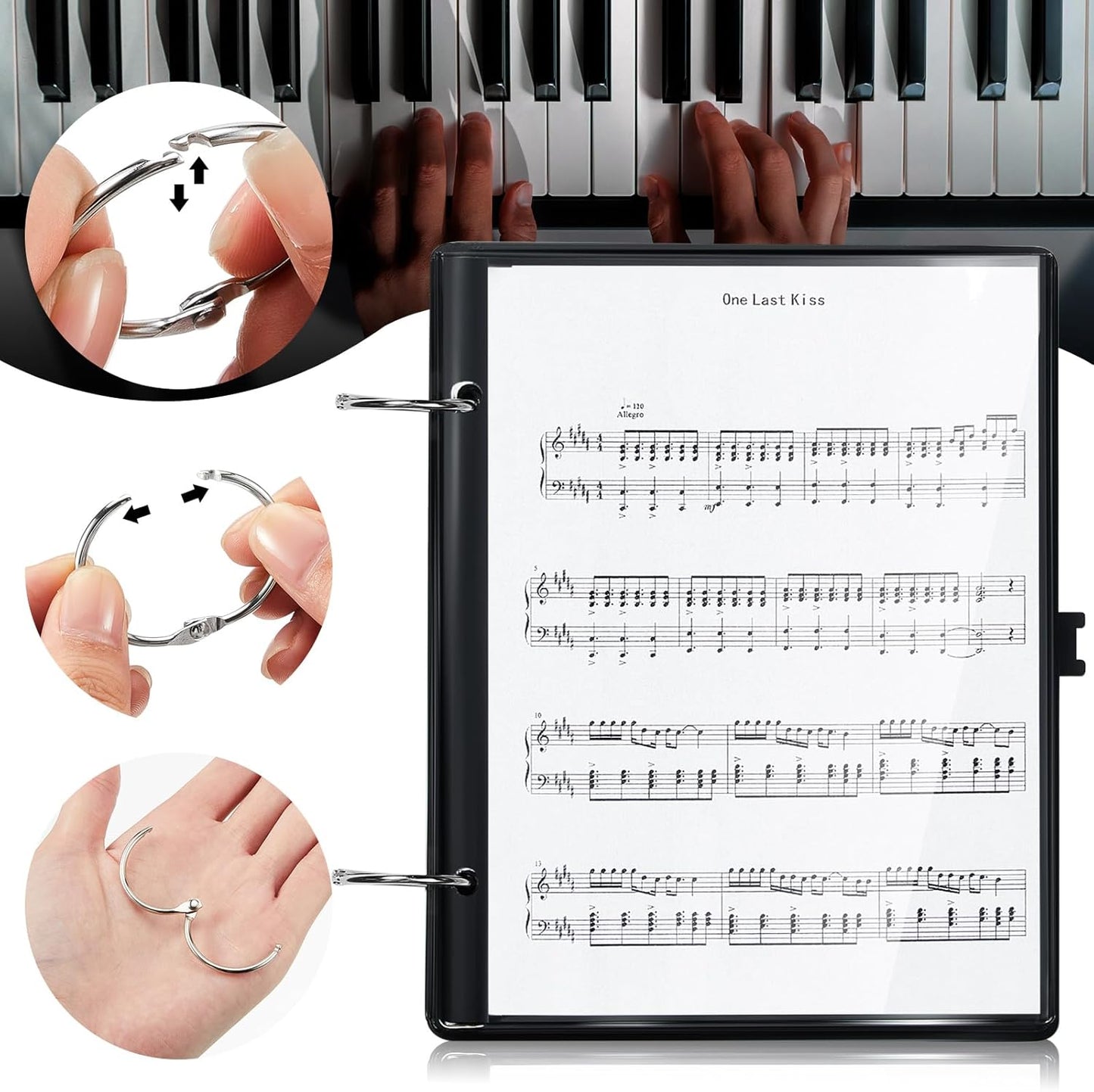 Amylove 4 Pack Music Flip Folder Marching Band Plastic Flip Folder Each with 10 Windows
