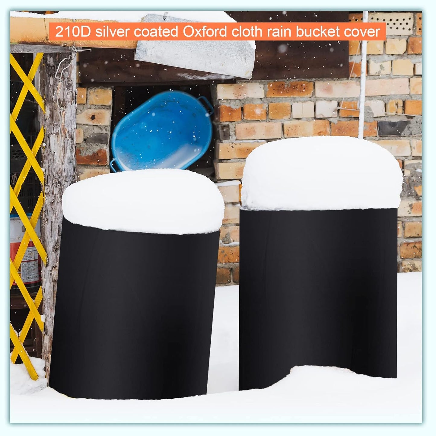 55 Gallon Drum Cover, 210D Oxford Cloth Water Storage Barrel Cover, 25 x 37 Inch Outdoor Waterproof Rain Snow Bucket lid with Drawstring, UV Protection, Anti Dust(2 Pcs)