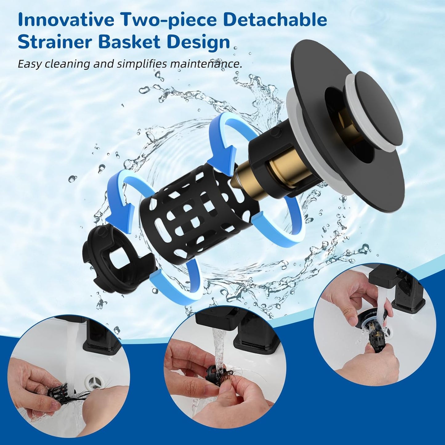 Upgraded 3 in 1 Bathroom & Kitchen Sink Drain Strainer