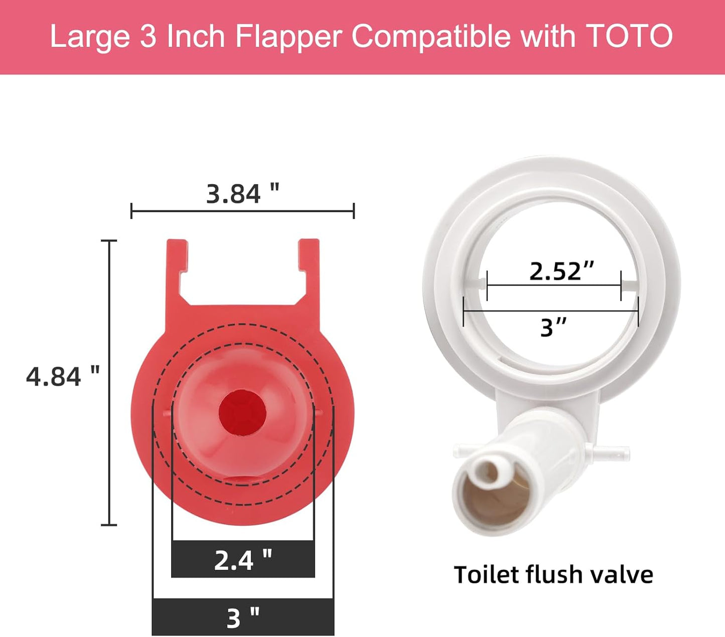 Large 3-Inch Toilet Flapper with Toilet Handle Replacement Compatible with TOTO THU068#CP Trip Lvr