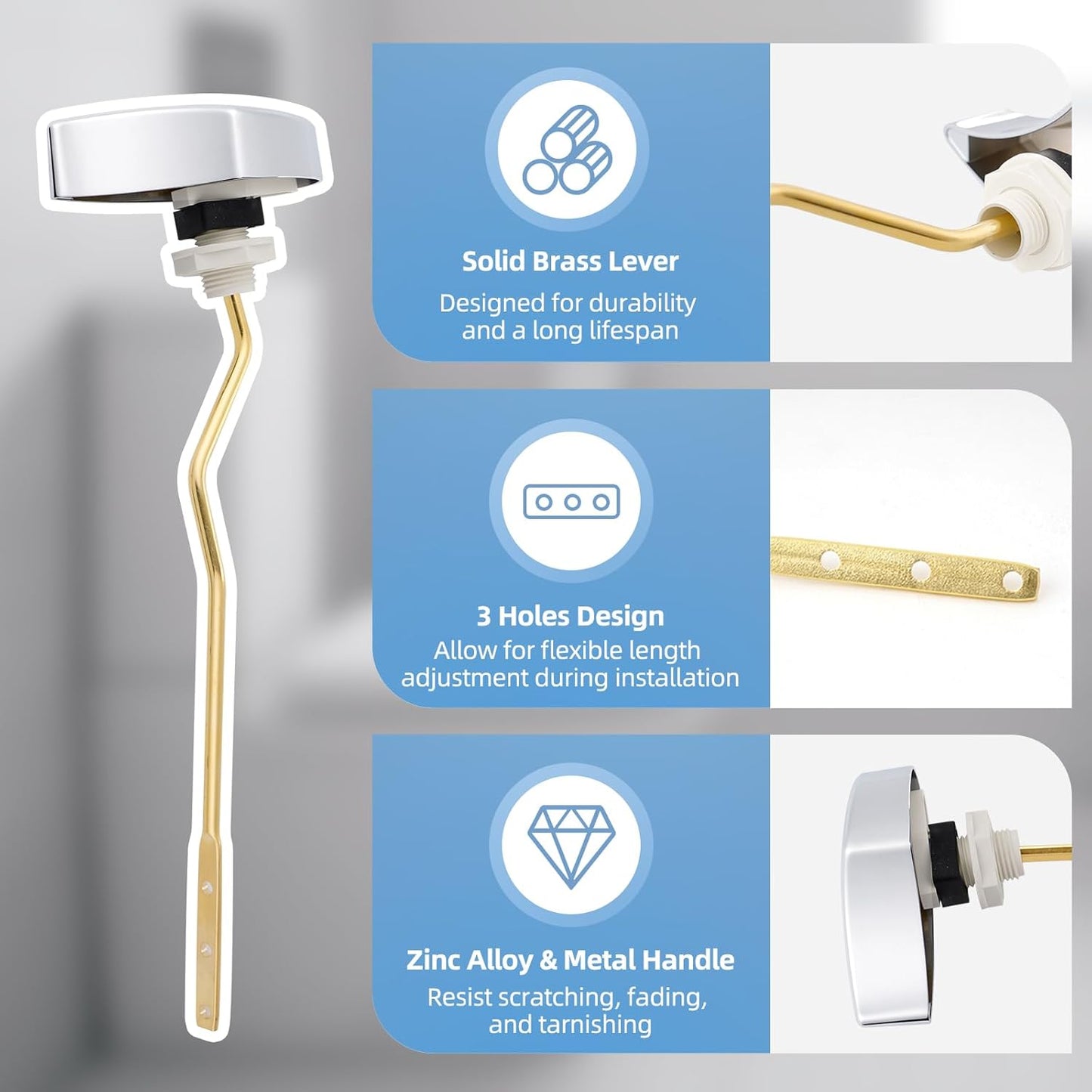 2 Pack Large 3-Inch Toilet Flapper with Toilet Handle Replacement Compatible with TOTO THU068#CP Trip Lvr
