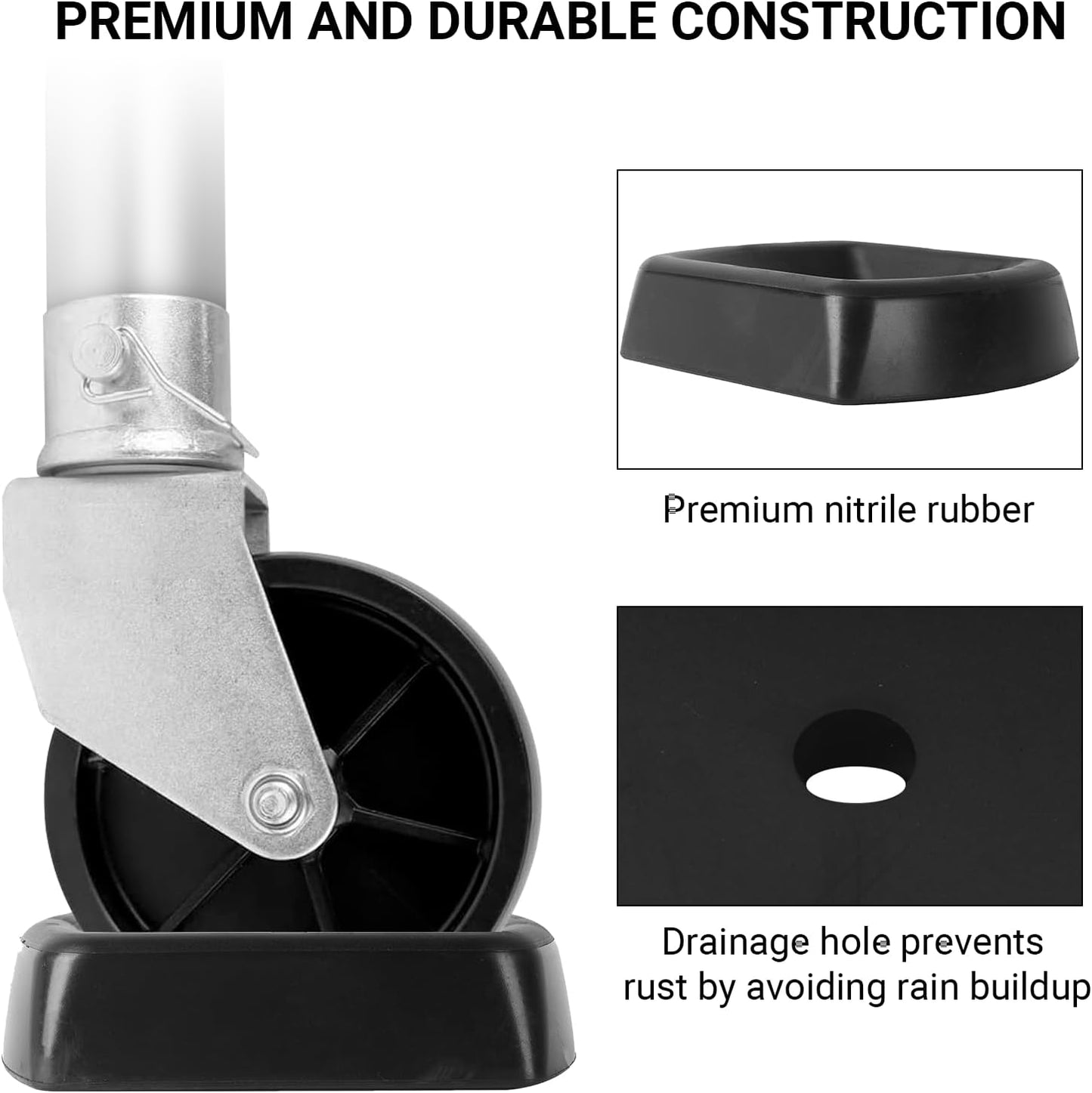 Jack Wheel Chock Stabilizer - Heavy Duty Rubber Travel Trailer Jack Caster Wheel Dock 6" Single Wheel Stopper for Boat RV Trailers and Caravans