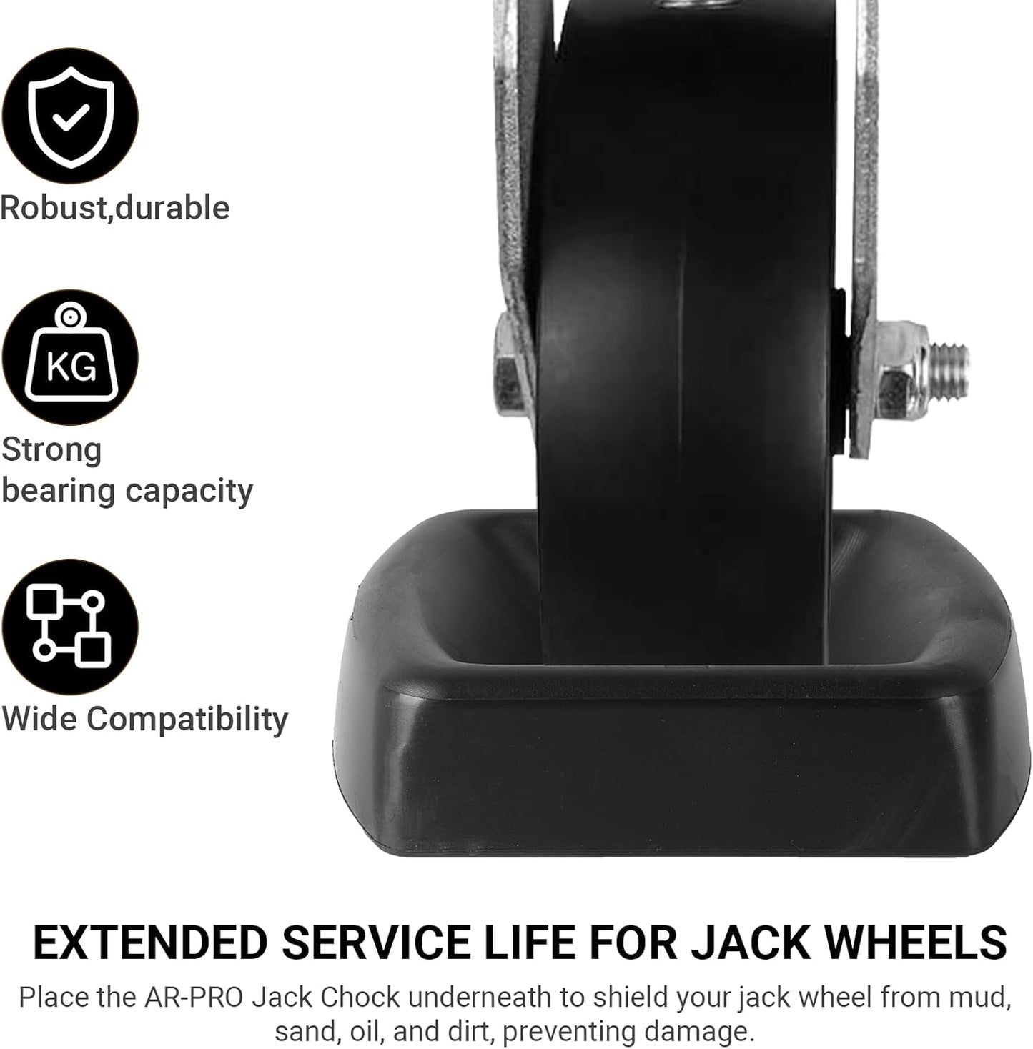 Jack Wheel Chock Stabilizer - Heavy Duty Rubber Travel Trailer Jack Caster Wheel Dock 6" Single Wheel Stopper for Boat RV Trailers and Caravans