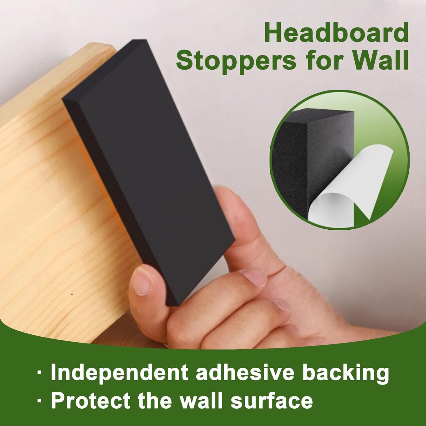 32Pc Eva Foam Headboard Stoppers for Wall, 25mm Thicker Bed Stoppers for Headboard, 8Pcs (25mm) + 24Pcs (5mm), Furniture Wall Protectors,40 * 80 mm (Black)
