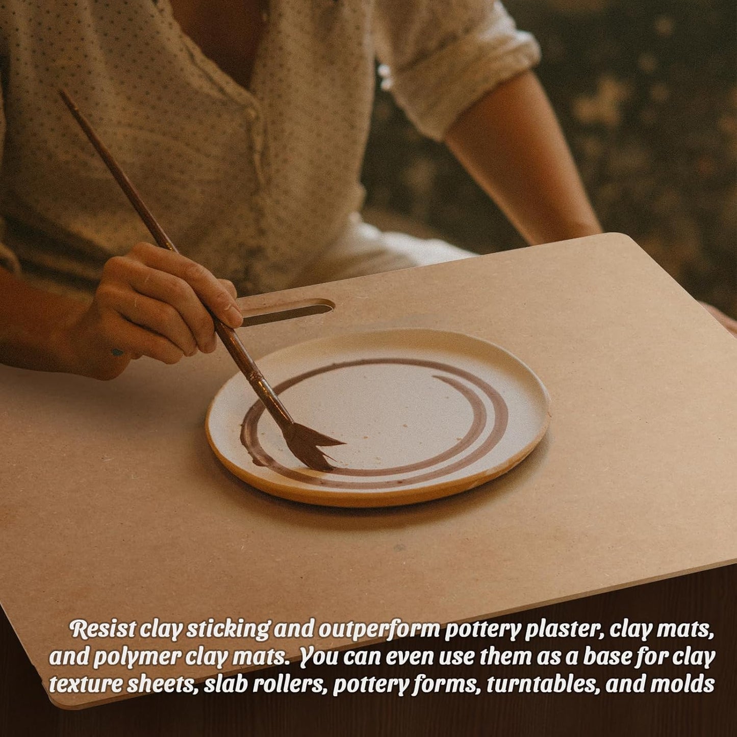 Clay Wedging Board with Convenient Built-in Handle - 24 x 18" Portable Clay Board for Ceramics, Clay Crafts, and Pottery - Sturdy 9mm Thickness MDF Tote Board for Clay Art Enthusiasts