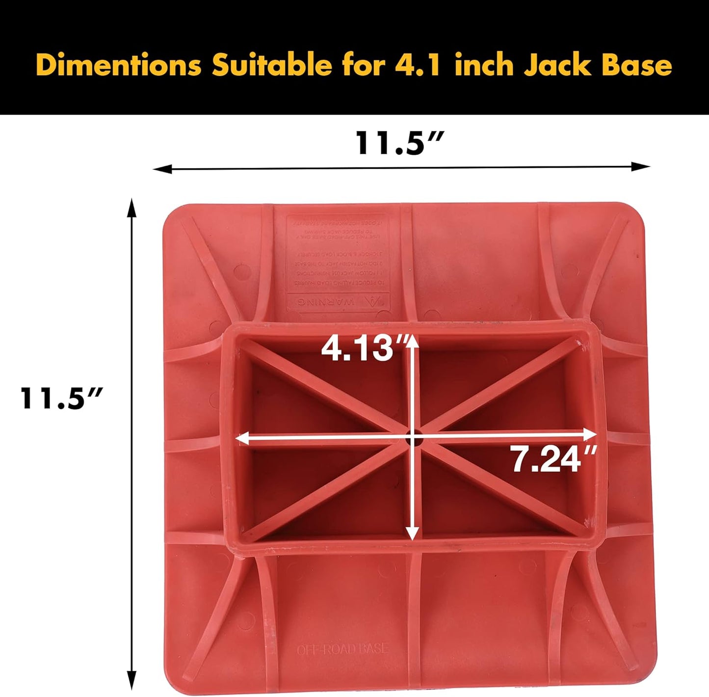 11.5" x 11.5" Off-Road Hi-Lift Jack Base and Stabilizer - Keep Jacks from Sinking with Heavy-Duty Plastic Jack Stand Base for Lifting Jacks and Farm Jacks with 4.1" x 7" Base