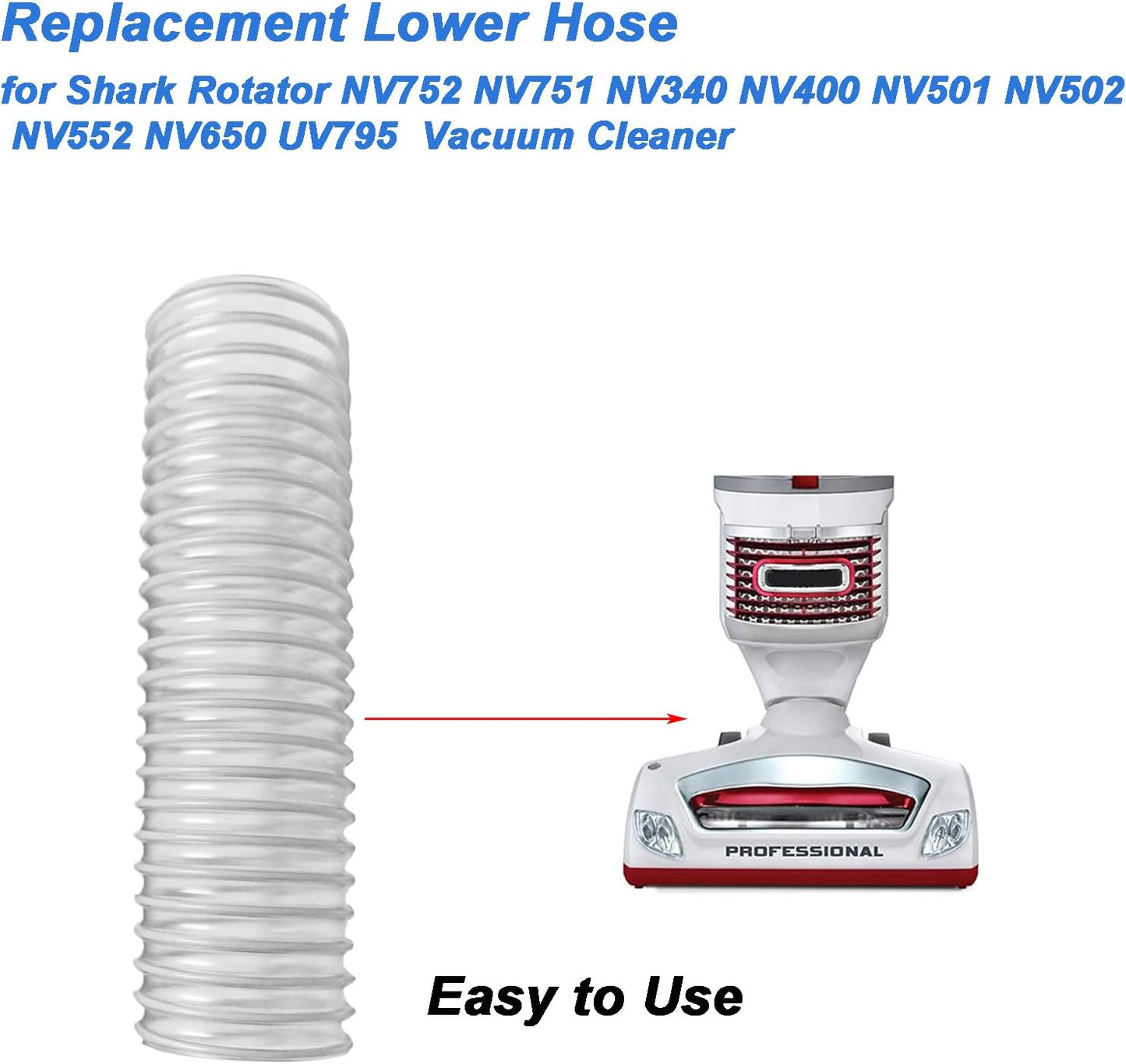 Replacement Lower Nozzle Hose for Shark Rotator NV752 NV751 NV340 NV400 NV501 NV502 NV552 NV650 UV795 Vacuum Cleaner Floor Lower Nozzle Hose Replacements Parts 7" x 1.32" 2PCS