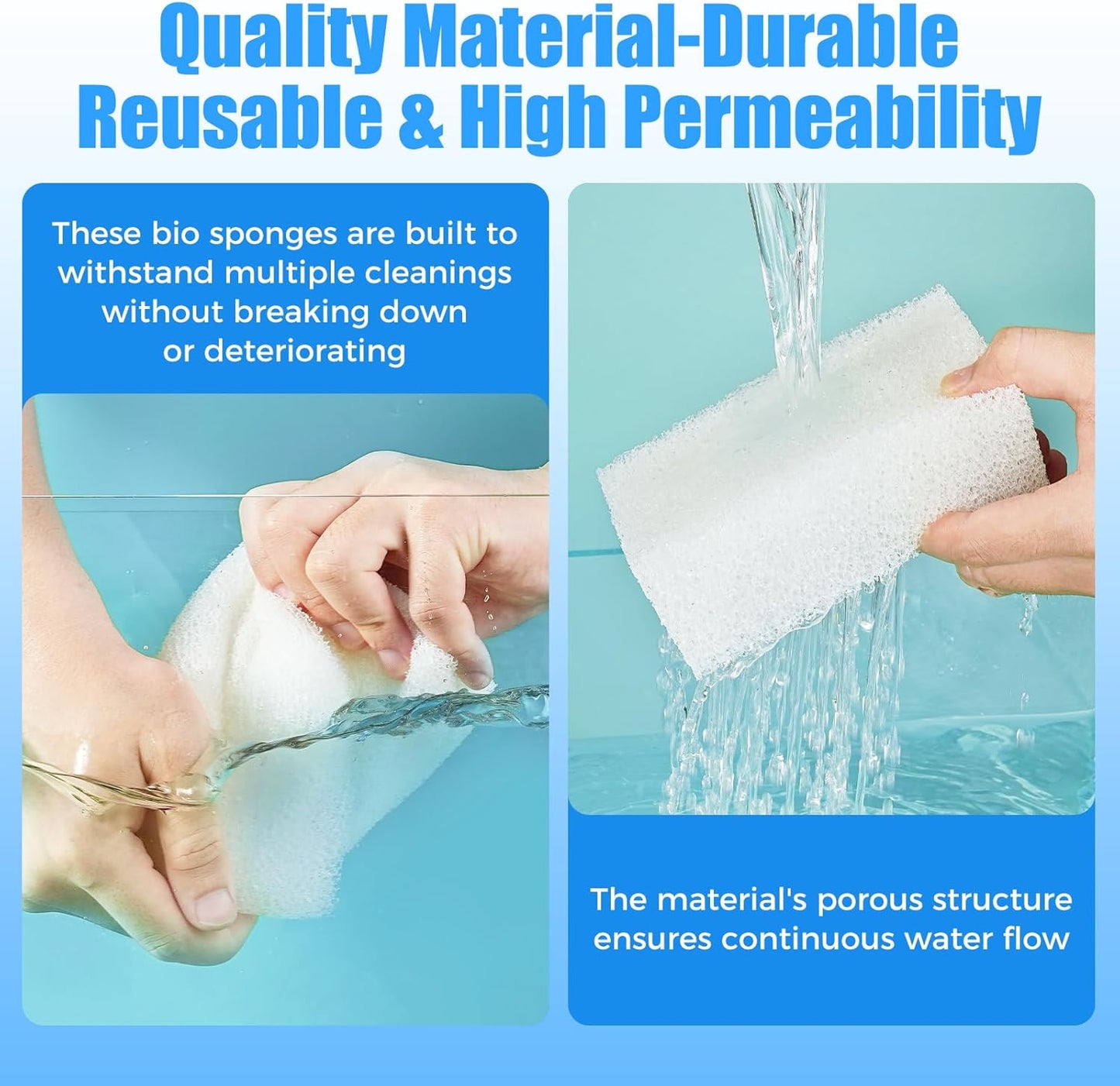6-Pack Replacement Filter Sponge Pads, Aquarium Foam Insert Compatible with AquaClear 50, Fish Tank Filter Media