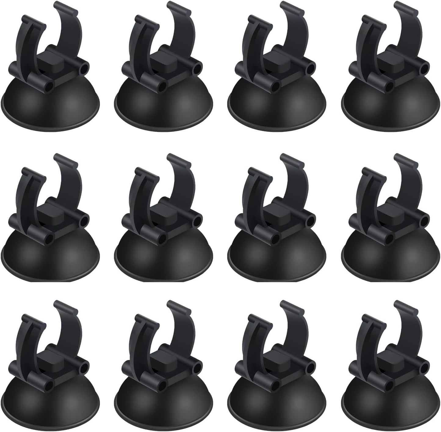 12 Pack Aquarium Suction Cups with Clip Black,for 1" Standard Aquarium Heater, Tubing Hose, Plant Fish Tank