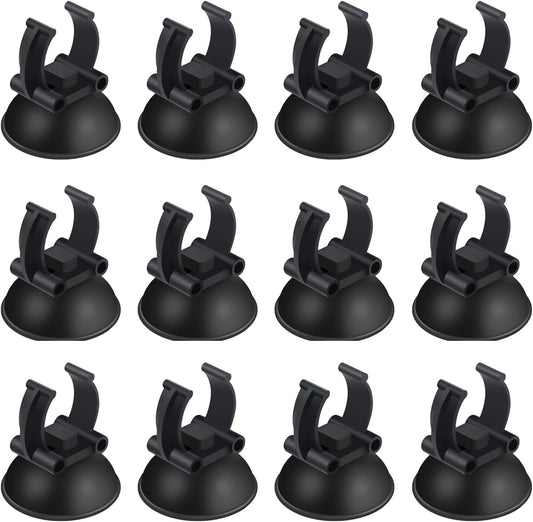 12 Pack Aquarium Suction Cups with Clip Black,for 1" Standard Aquarium Heater, Tubing Hose, Plant Fish Tank