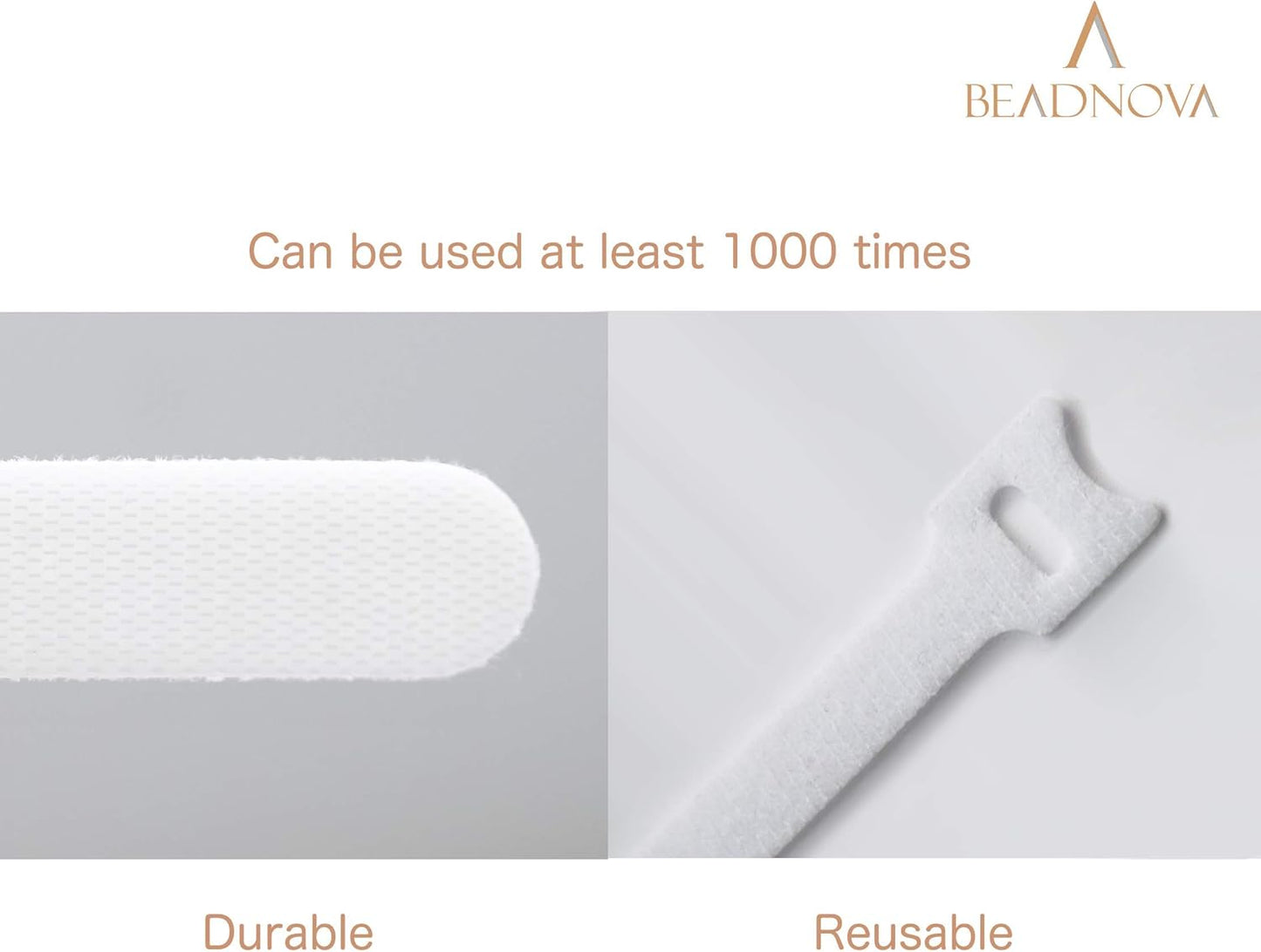 Adjtable Cable Straps Cable Ties Adjtable Cord Wire Organizer for Cord Management (8 Inches, 60 Pieces, White)