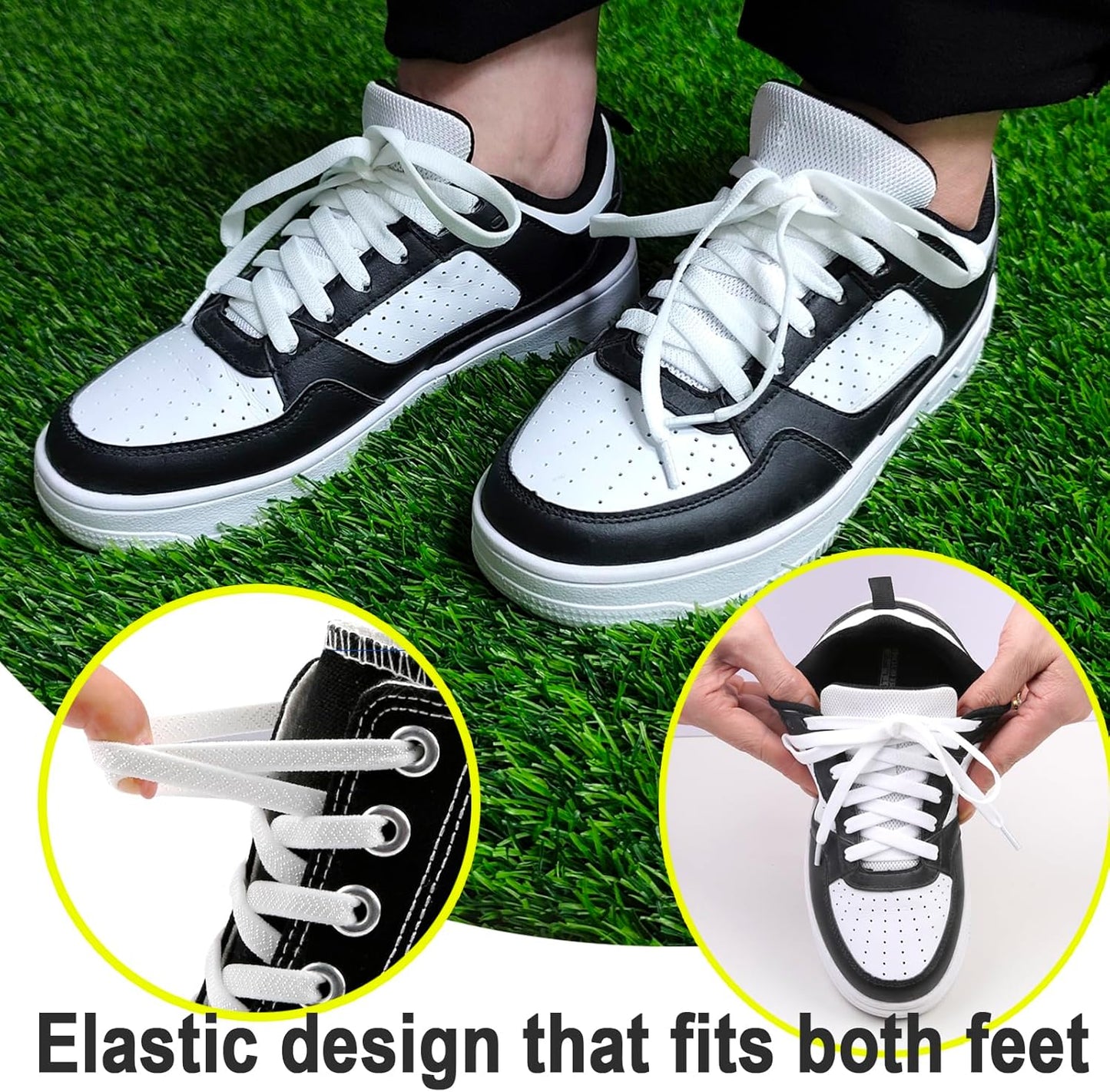 Elastic No Tie Shoe Laces for Sneakers, Stretch Tieless Shoelaces for Kids and Adults, Flat Athletic Shoes Strings