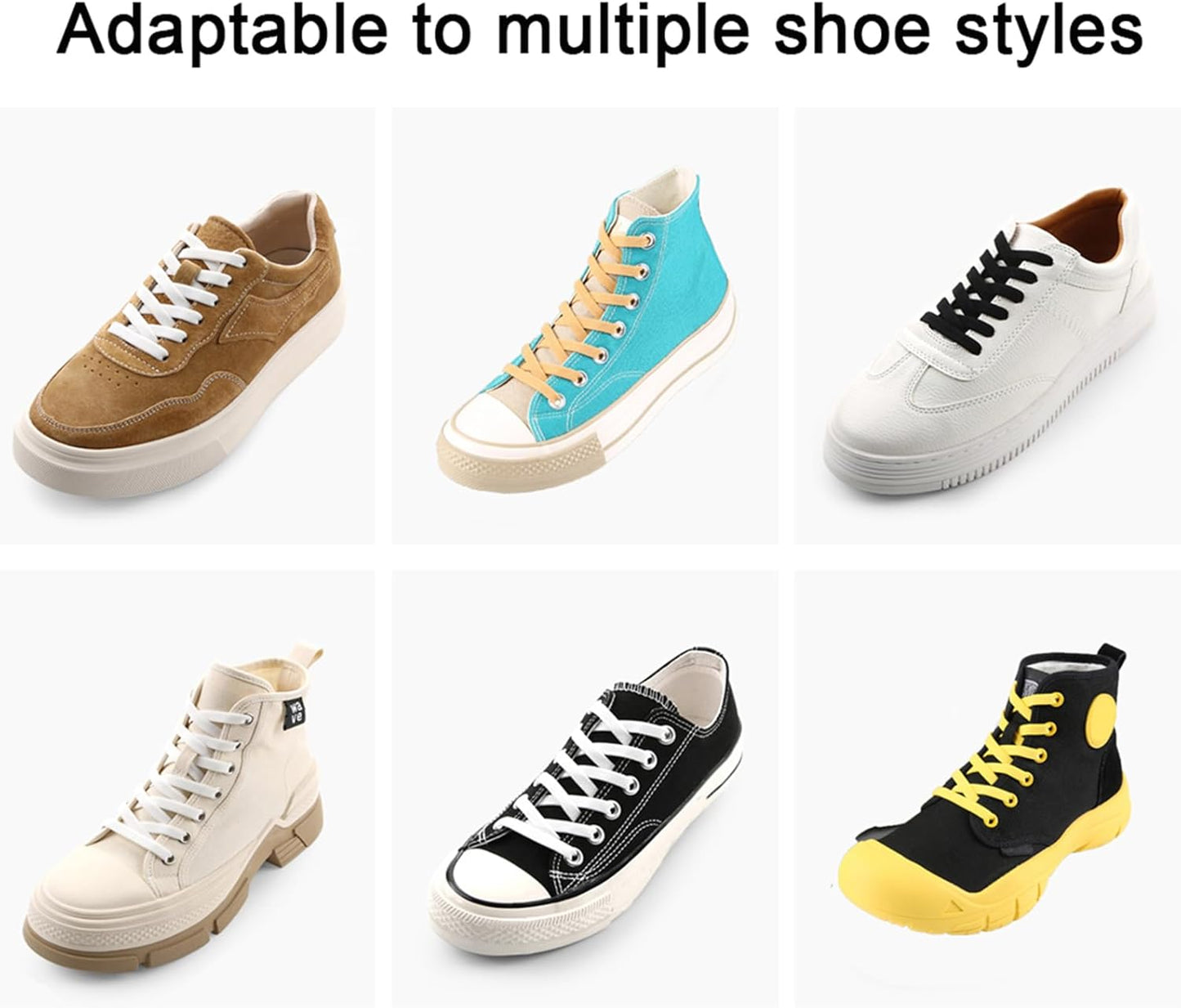 Elastic No Tie Shoe Laces for Sneakers, Stretch Tieless Shoelaces for Kids and Adults, Flat Athletic Shoes Strings
