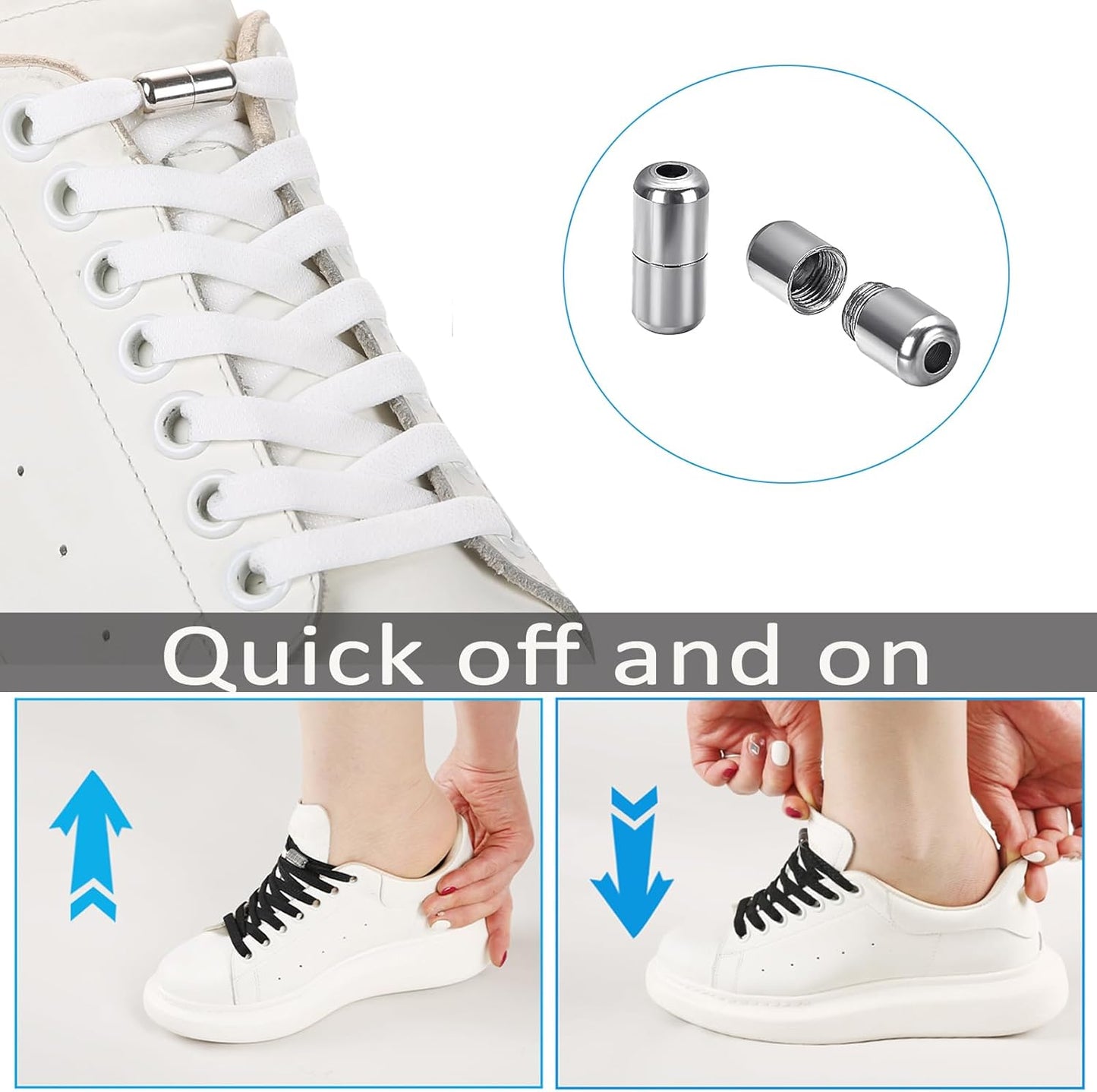 Elastic Shoe Laces for Sneakers, No Tie Shoelaces for Kids and Adults, Tieless Stretch Shoe Strings