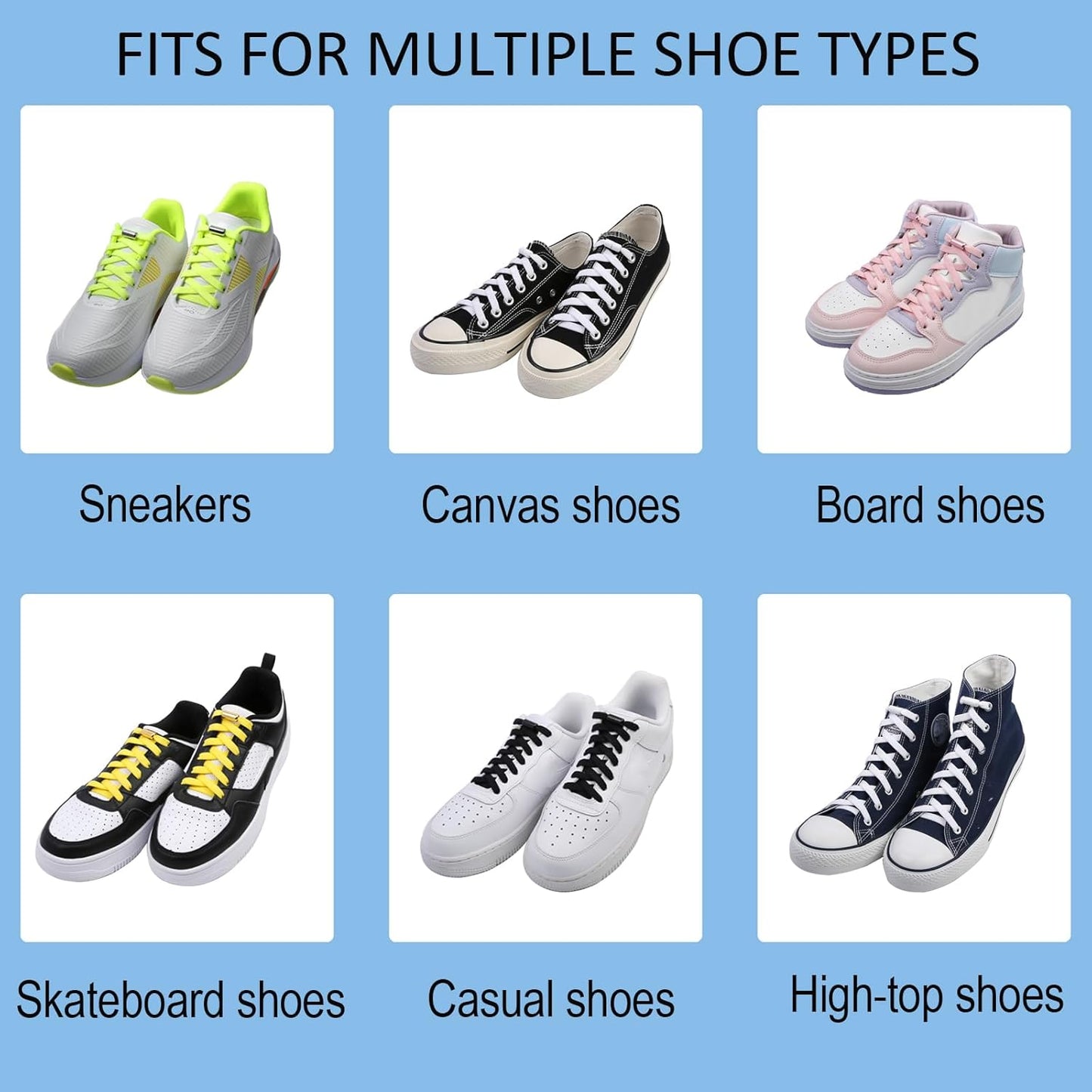 Elastic Shoe Laces for Sneakers, No Tie Shoelaces for Kids and Adults, Tieless Stretch Shoe Strings