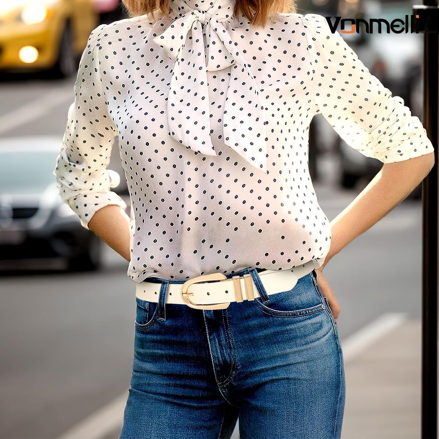 Women's Leather Belts For Jeans Dresses Pants Fashion Ladies Waist Belt with Gold Buckle