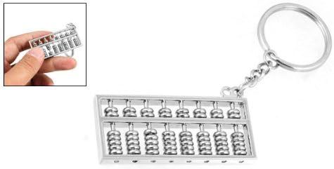 Alloy 8 Rolls Mini Abacus Keychain Key Ring Chain Metal Fob Pendant Ornament Trinket Silver