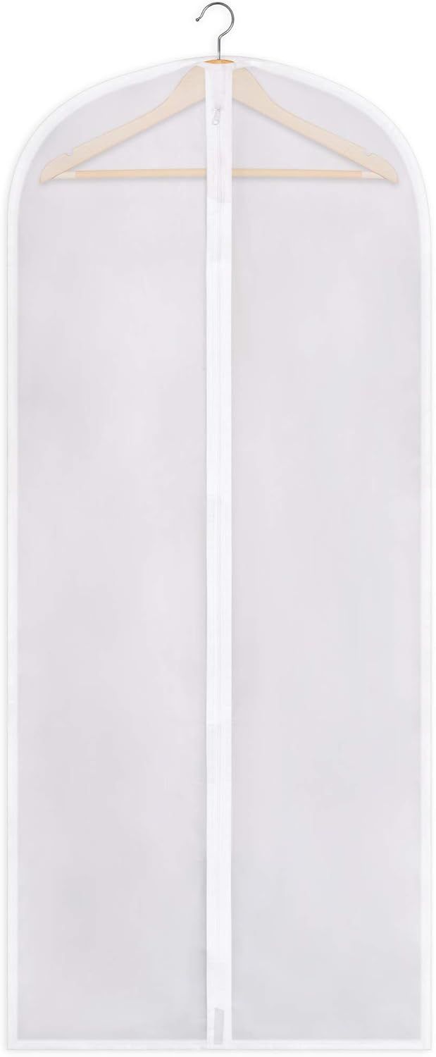 Zippered Garment Bag, Large 53 x 23 inches, Dress Bag for Gowns, Suits, Jackets, Dresses, Hanging Clothing Storage Bag, Water Repellent, Dust Proof, Clear (1 Pack)