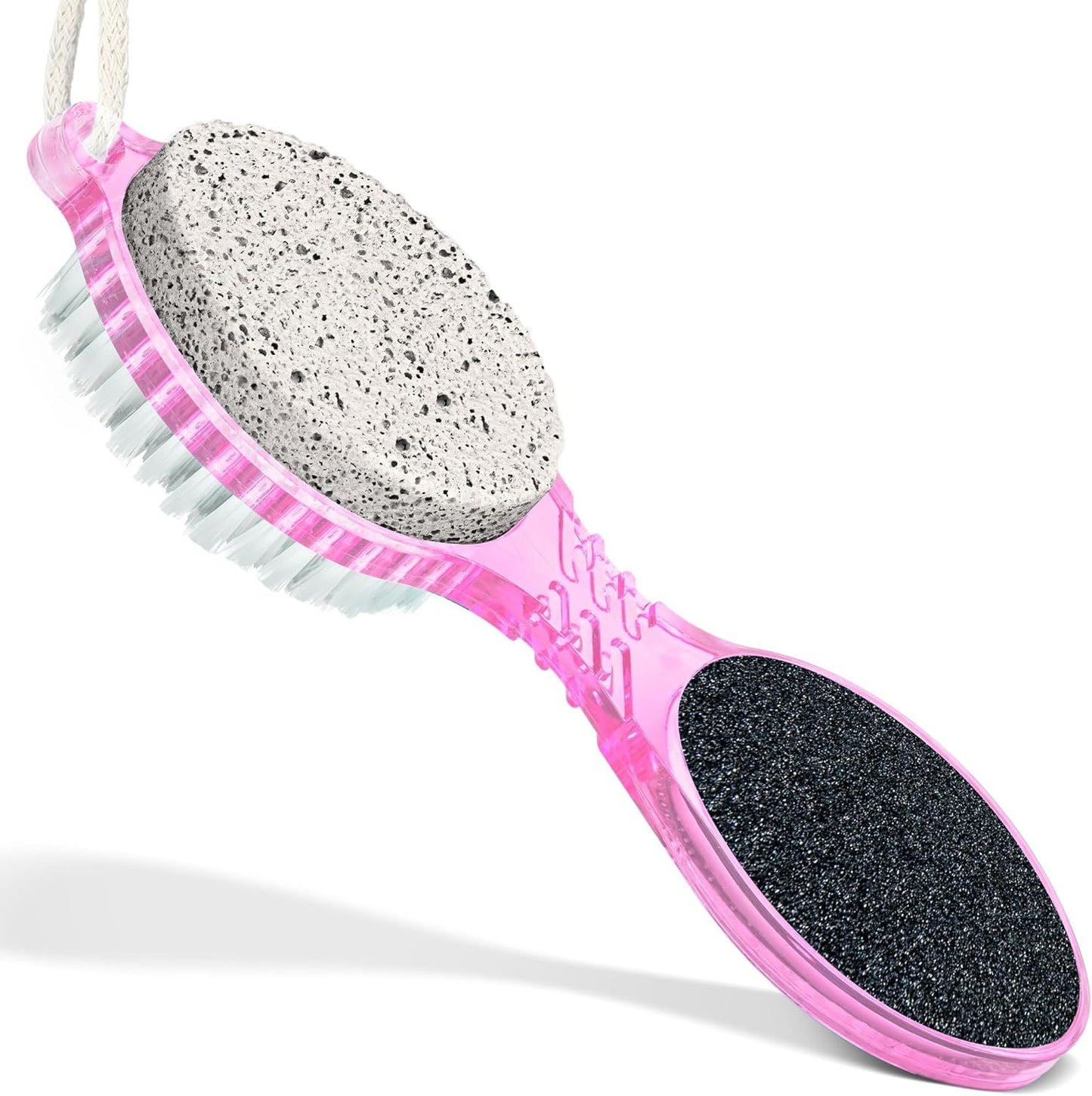 (4 in 1) Pedicure Paddle Kit Tool with Pumice Stone for Feet, Foot Hand Toe Nail Cleaning Brush, Metal File and Emery Board, Manicure Foot Rasp Callus Remover Pedi Set (Random Color, 1 Pack)