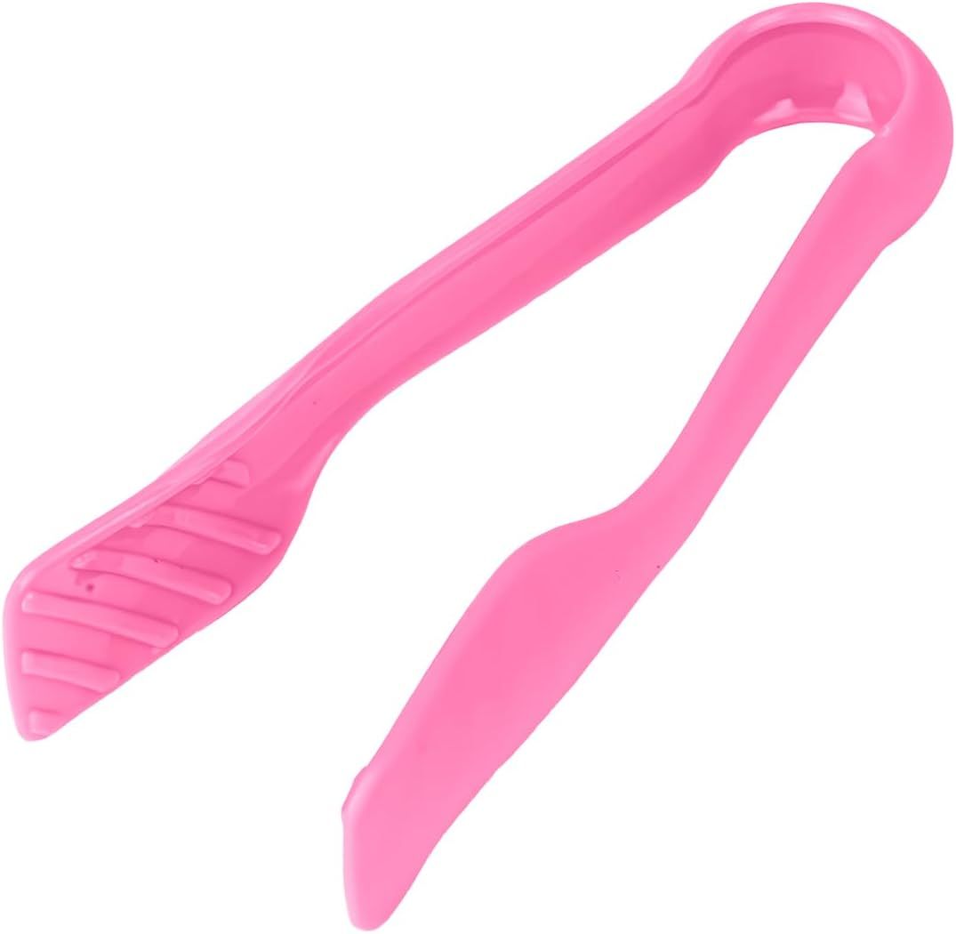 3 Pcs 6” x 8” x 10” Multi Colored Plastic Tong Set, 3 Pack Durable BPA-Free Quality Heavy Duty Perfect for BBQ, Grilling, Salad, Buffets and Kitchen (Pink, Red)