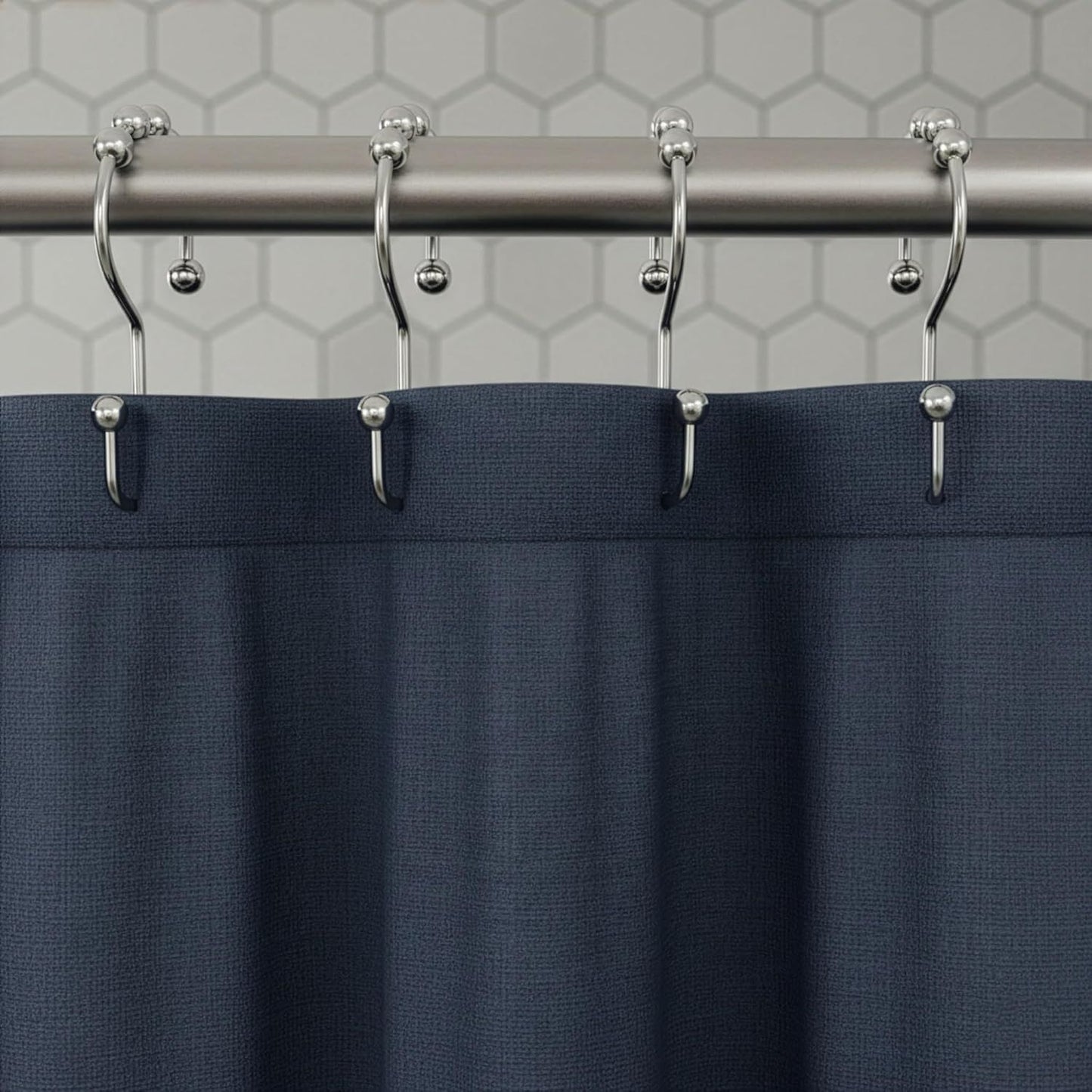 12 Pack Shower Curtain Hooks, Heavy Duty Coated Stainless Steel, Rustproof and Corrosion Resistant, Smooth Glide Double Hooks for Standard Shower Rods, Chrome (12 Pack)