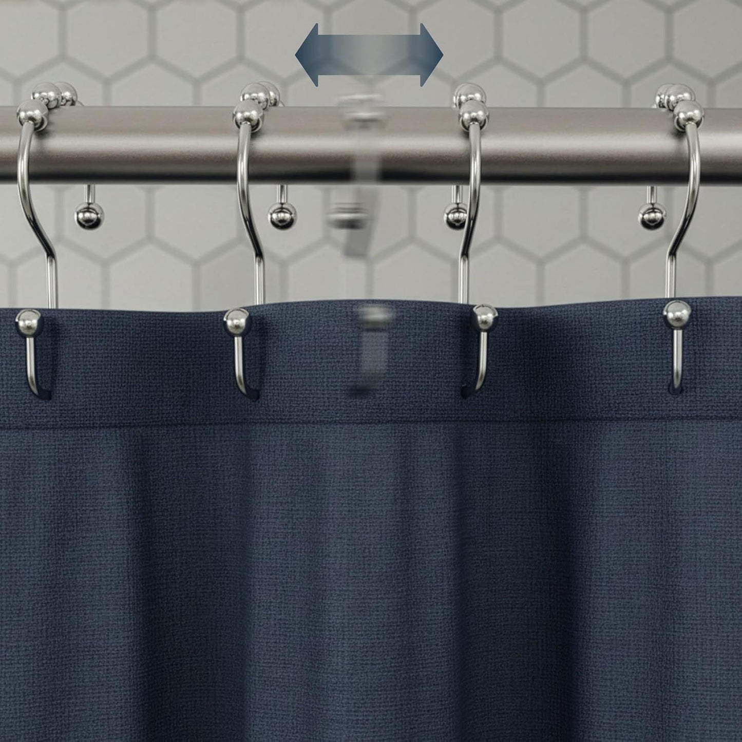 12 Pack Shower Curtain Hooks, Heavy Duty Coated Stainless Steel, Rustproof and Corrosion Resistant, Smooth Glide Double Hooks for Standard Shower Rods, Chrome (12 Pack)