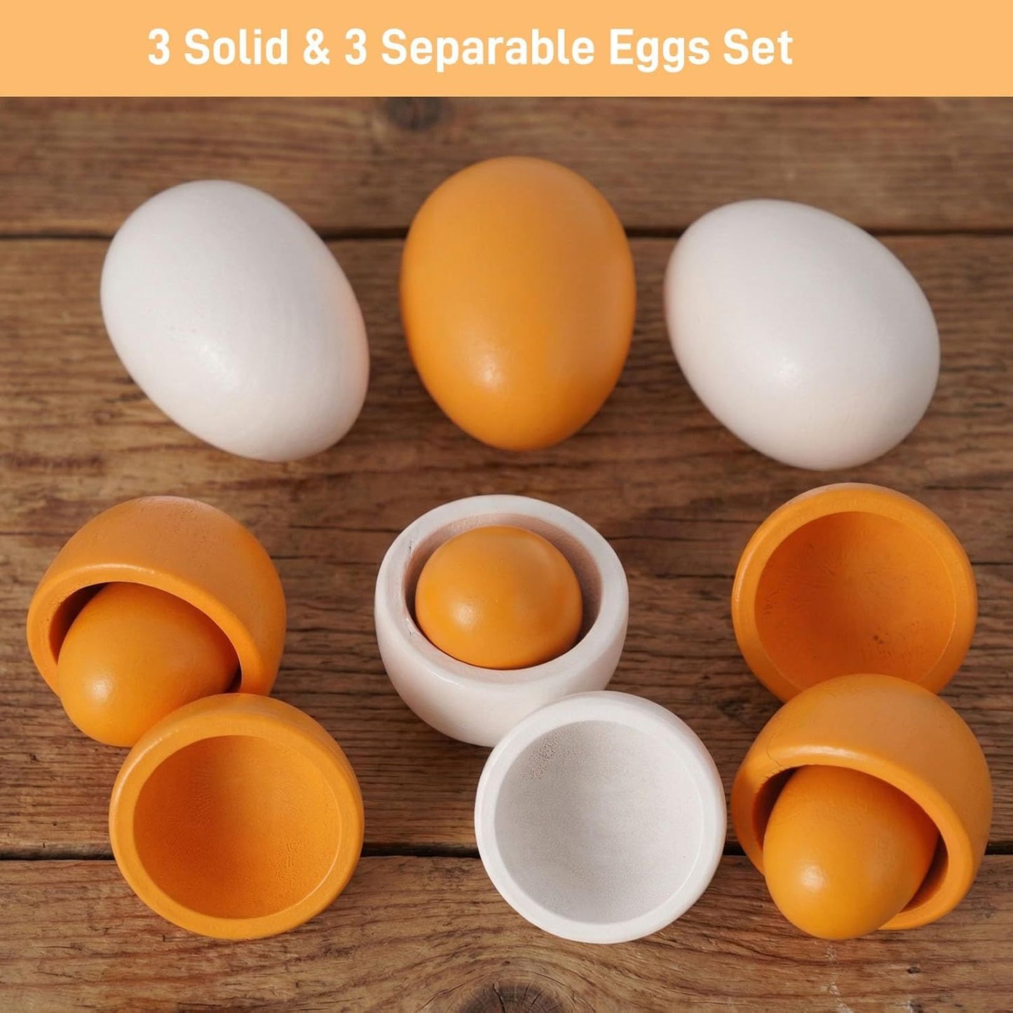 6PCS Play Food Sets for Kids Kitchen,Play Kitchen Accessories Wooden Egg Toy Food Grocery Store Pretend for Toddler Cooking DIY