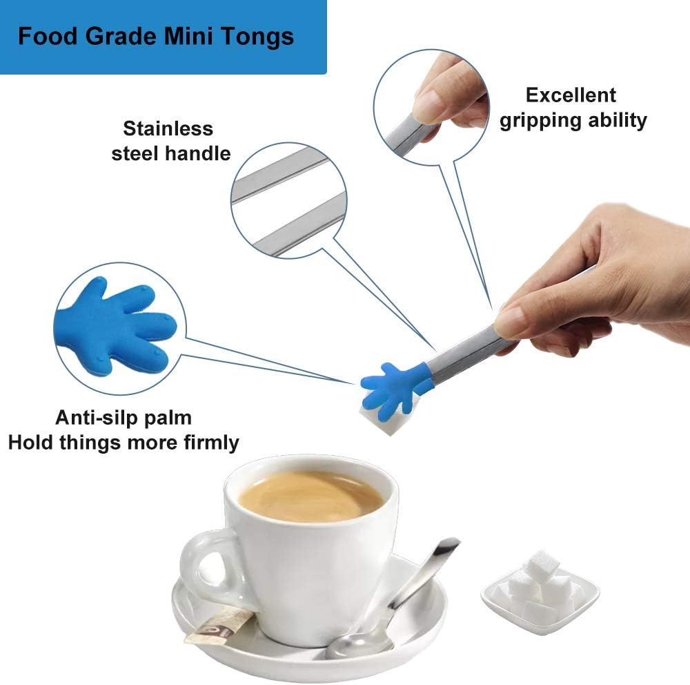 8PCS Silicone Mini Tongs, 5Inch Hand Shape Food Tongs, Colourful Small Kids Tongs for Serving Food, Ice Cube, fruits, Sugar, Barbecue by  (Palm sharp)