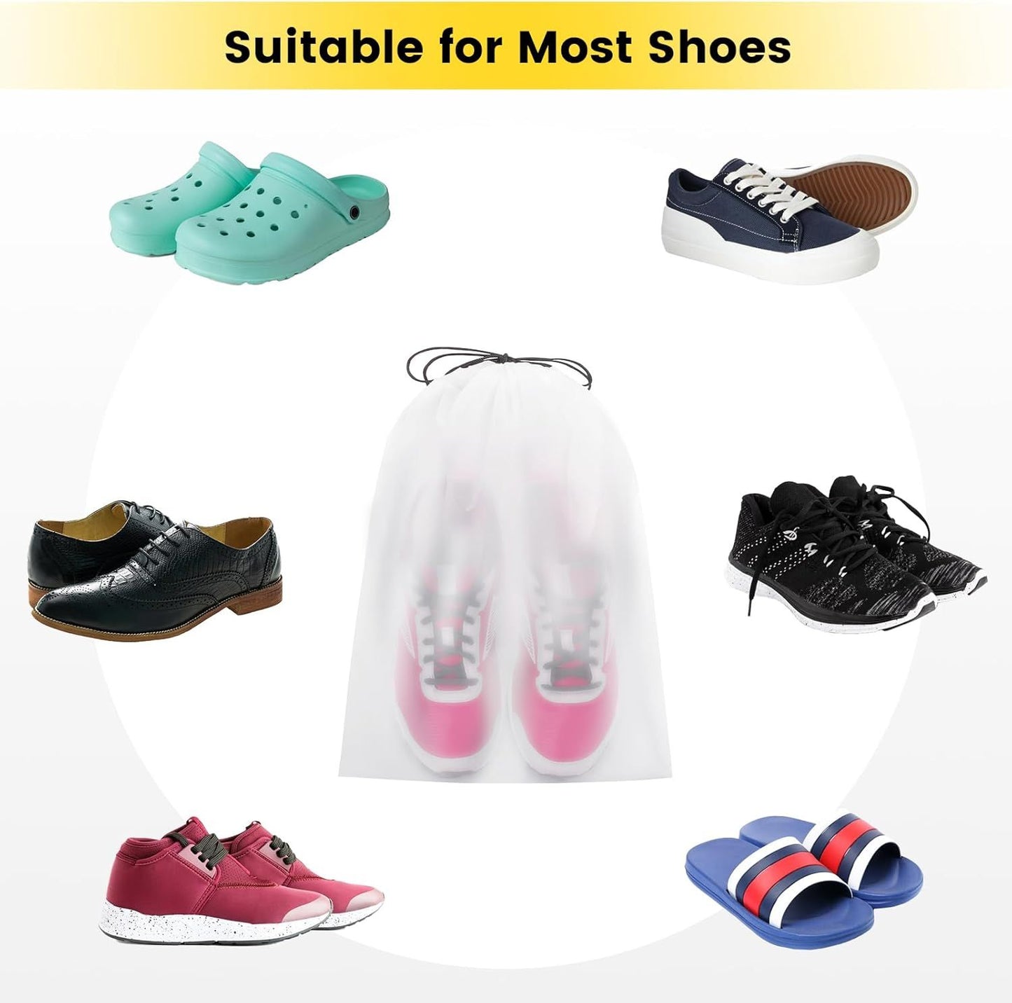 Shoe Bags for Travel - 6 Pcs Transparent Drawstring Backpack Travel Shoe Bag Clear Drawstring Bag Large Shoe Organizer with Rope Travel Essentials for Men Women