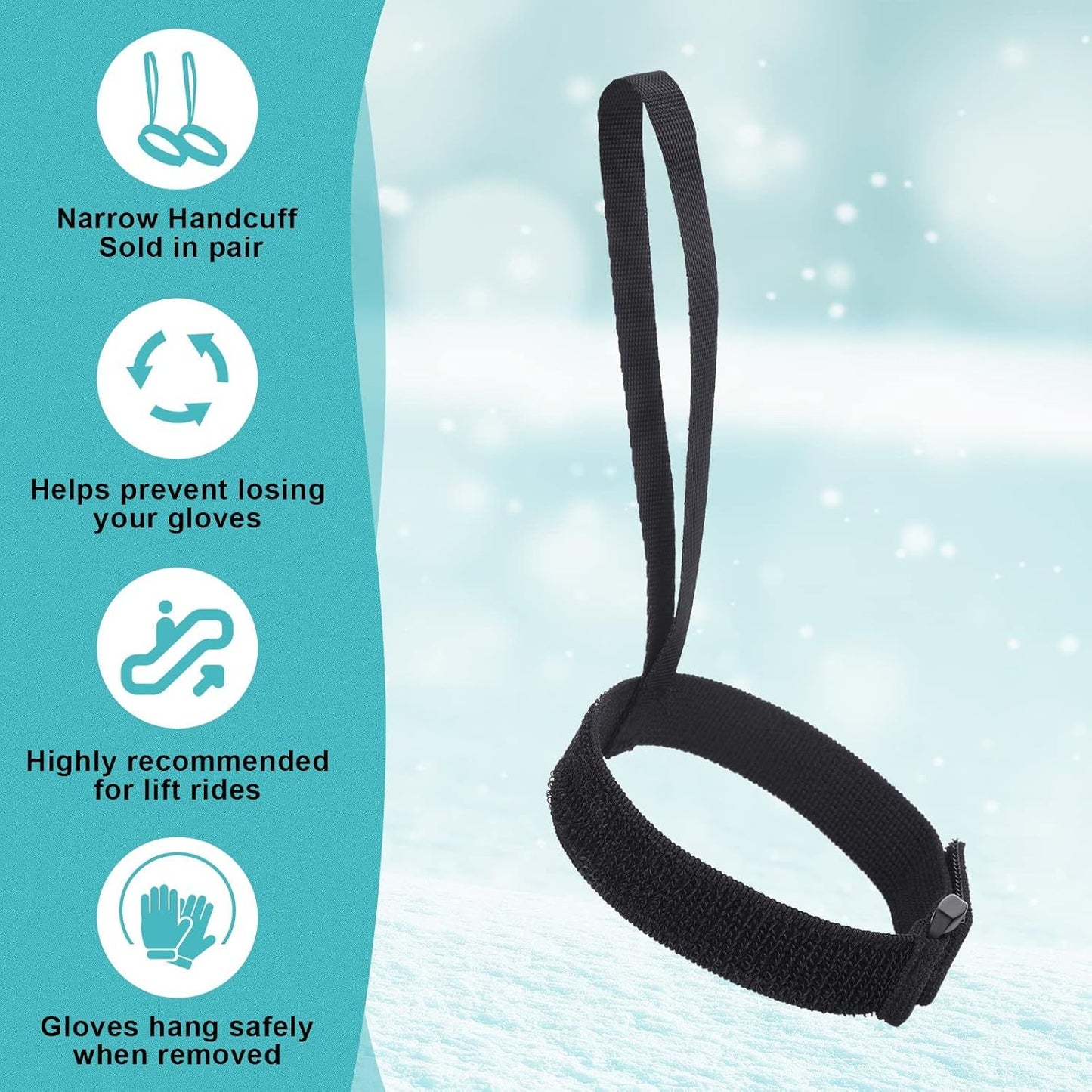 4 Pieces Sport Glove Strap Glove Leash Wrist Strap Ski Handcuff for Hanging, Outdoor