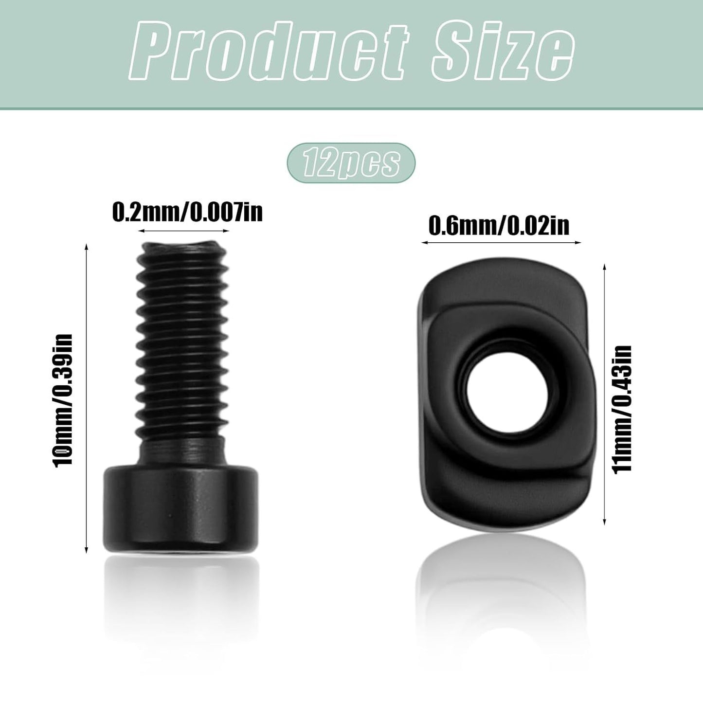 T Bolt M4/ M Lok Nuts, 12PCS M4 T Nutings and Screws, Mlok-Screw and Nutings Replacement Set, T-Nuts/Screws Replaces Setings Steel, Rail Mount Screwing/T-Nuting Accessories ﻿