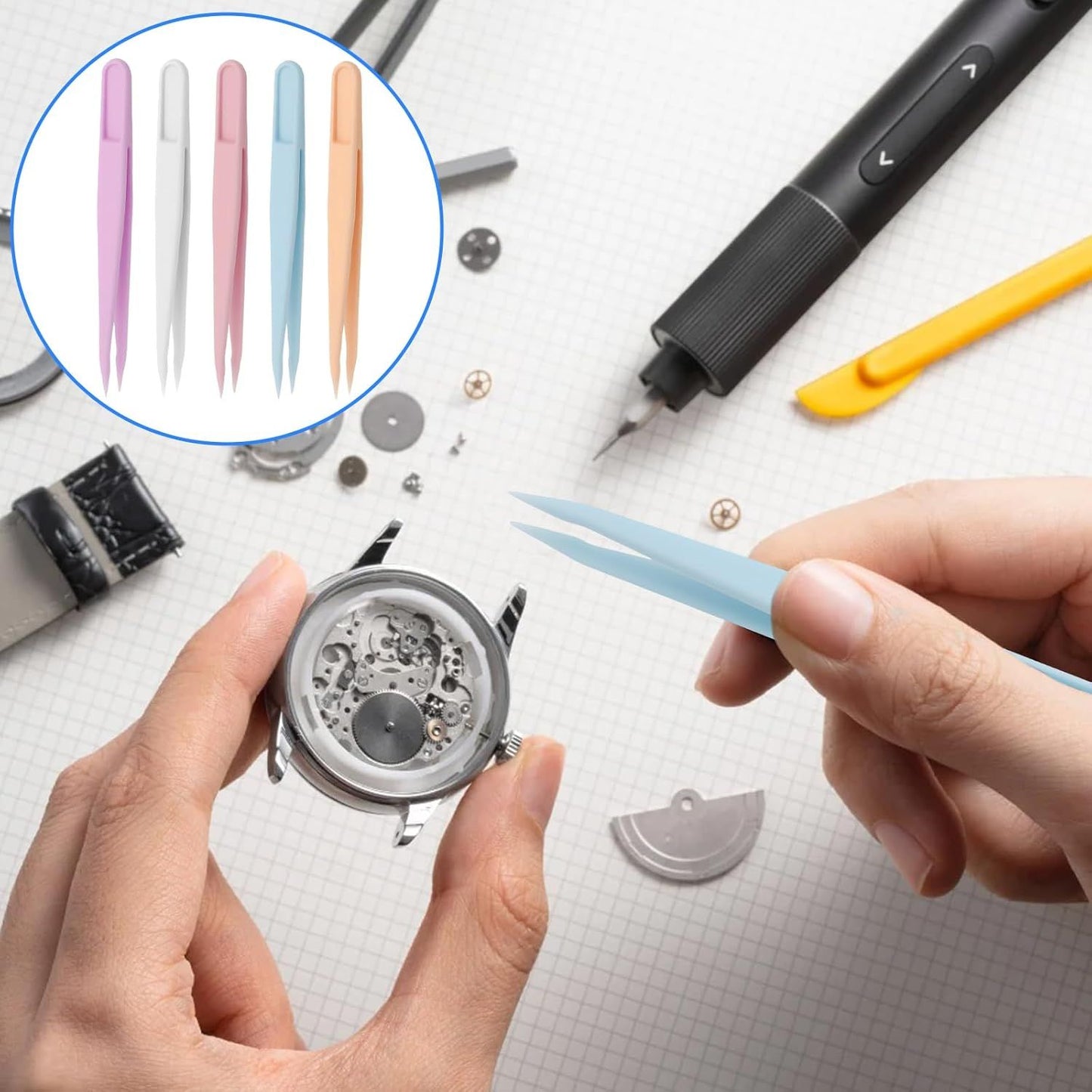 15PCS Multi-Colors Plastic Tweezers, Plastic Fuse Beads Forceps for DIY Craft Jewelry Making Family, Handmake Beads Crafts Tweezers/Manual DIY Creative Craft Game Tool for Beading Projects