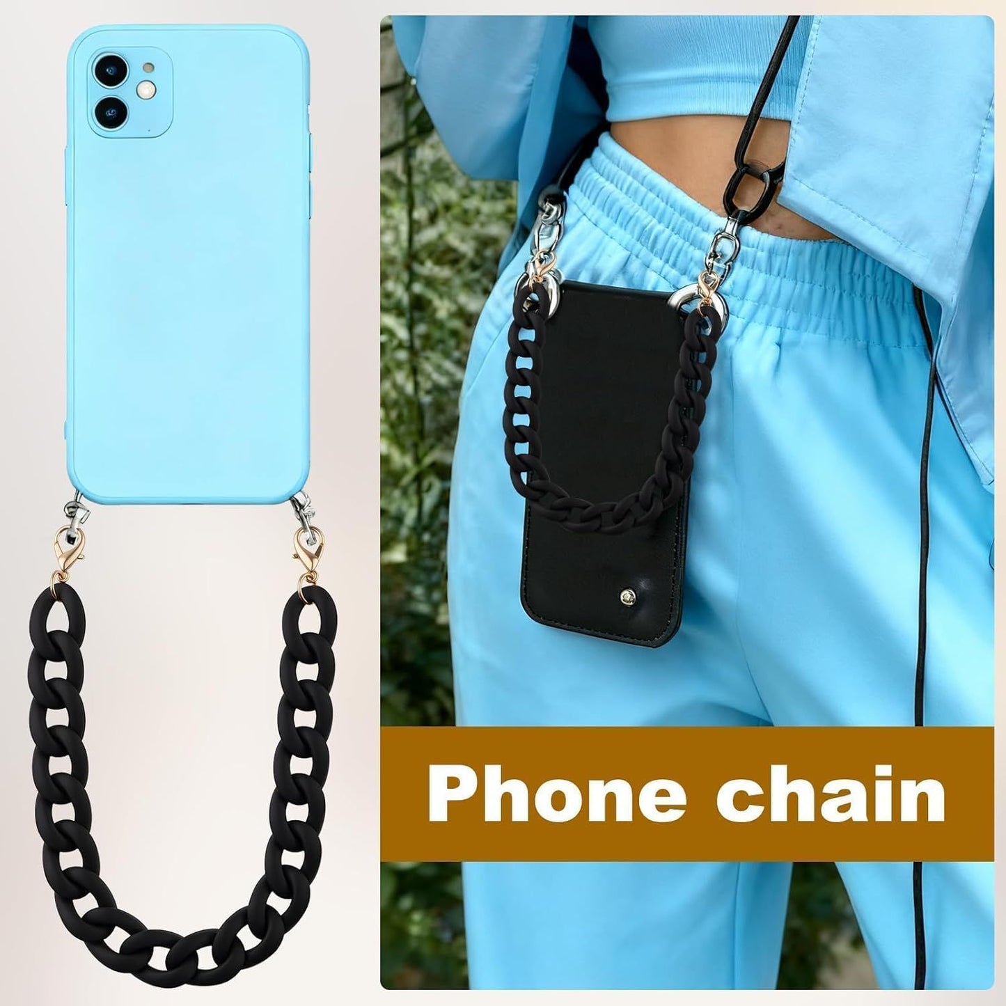 14.5 Inch Acrylic Purse Chain Strap Replacement, Short Bag Chain Handle, Matte Black Bag Charm Extender for Handbags, Clutches, Phone and Shoulder Bags charms for handbags bum bag accessories